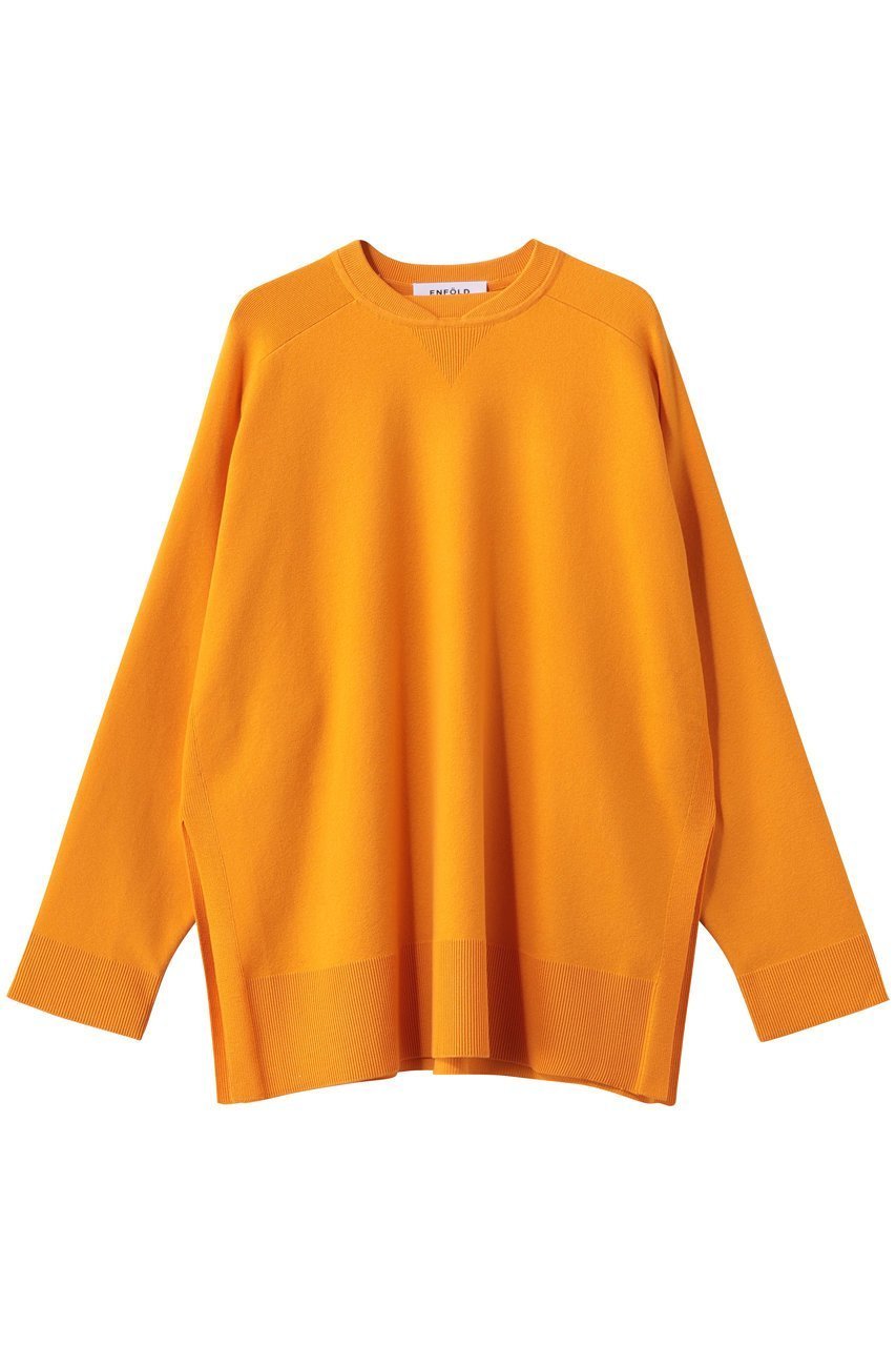 【エンフォルド/ENFOLD】のMEN S LIKE BOX PULLOVER インテリア・キッズ・メンズ・レディースファッション・服の通販 founy(ファニー) 　ファッション　Fashion　レディースファッション　Fashion for Women　トップス・カットソー　Cut & Sew Tops　シャツ・ブラウス・オフィスカジュアル　Elegant Blouses & Button-Ups　ロングTシャツ・Tシャツ　Longline T-Shirts & Tees　カジュアルプルオーバー・ニットトップス　Pullovers & Knit Tops / Casual Pullovers　カットソー・ベーシックTシャツ　Cut-and-Sewn Tops / Stretch Tees & Basics　スウェット / スエット　Sweatshirt, Sweatwear　スリット　Slit, Slit Detail　スリーブ　Sleeve, Long Sleeve / Short Sleeve　マニッシュ　Mannish, Boyish　ミックス　Mix, Mixed Style　ロング　Long, Long-Length　オレンジ|ID: prp329100004930110 ipo3291000000037001031