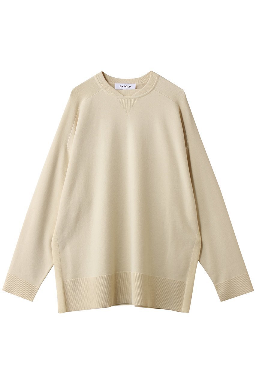 【エンフォルド/ENFOLD】のMEN S LIKE BOX PULLOVER インテリア・キッズ・メンズ・レディースファッション・服の通販 founy(ファニー) 　ファッション　Fashion　レディースファッション　Fashion for Women　トップス・カットソー　Cut & Sew Tops　シャツ・ブラウス・オフィスカジュアル　Elegant Blouses & Button-Ups　ロングTシャツ・Tシャツ　Longline T-Shirts & Tees　カジュアルプルオーバー・ニットトップス　Pullovers & Knit Tops / Casual Pullovers　カットソー・ベーシックTシャツ　Cut-and-Sewn Tops / Stretch Tees & Basics　スウェット / スエット　Sweatshirt, Sweatwear　スリット　Slit, Slit Detail　スリーブ　Sleeve, Long Sleeve / Short Sleeve　マニッシュ　Mannish, Boyish　ミックス　Mix, Mixed Style　ロング　Long, Long-Length　ベージュ|ID: prp329100004930110 ipo3291000000037001033
