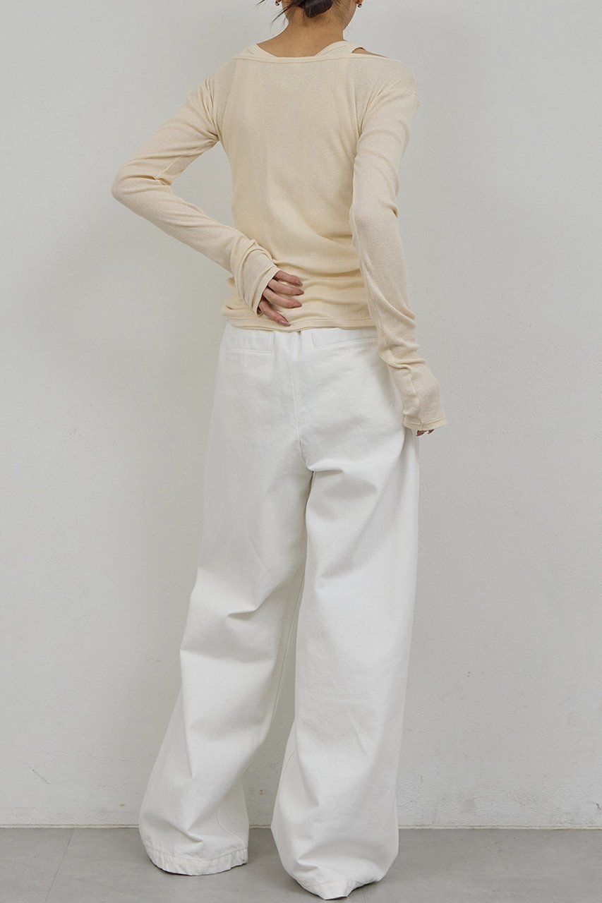 【ガリャルダガランテ/GALLARDAGALANTE】の【PEAS】ガーゼテレコプルオーバー 人気、トレンドファッション・服の通販 founy(ファニー) 　ファッション　Fashion　レディースファッション　Fashion for Women　トップス・カットソー　Cut & Sew Tops　シャツ・ブラウス・オフィスカジュアル　Elegant Blouses & Button-Ups　ロングTシャツ・Tシャツ　Longline T-Shirts & Tees　カジュアルプルオーバー・ニットトップス　Pullovers & Knit Tops / Casual Pullovers　カットソー・ベーシックTシャツ　Cut-and-Sewn Tops / Stretch Tees & Basics　おすすめ　Recommended / Our Picks　インナー　Innerwear　シアー　Sheer, See-Through　ショルダー　Shoulder, Shoulder Strap　スリーブ　Sleeve, Long Sleeve / Short Sleeve　タンク　Tank Top, Sleeveless Top　テレコ　Ribbed, Rib Stitch　ロング　Long, Long-Length　人気　Popular, Best Seller　other-4|ID: prp329100004930191 ipo3291000000037001868