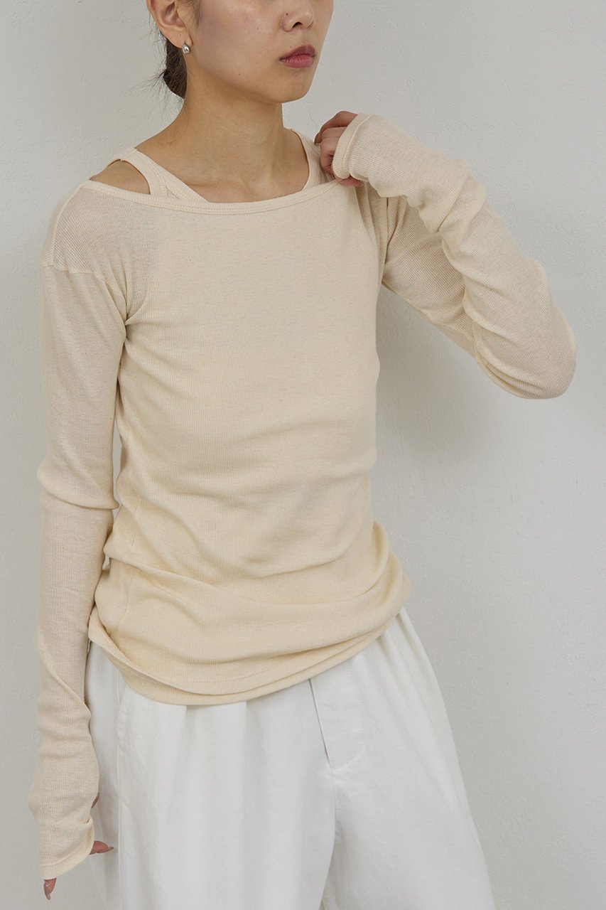 【ガリャルダガランテ/GALLARDAGALANTE】の【PEAS】ガーゼテレコプルオーバー 人気、トレンドファッション・服の通販 founy(ファニー) 　ファッション　Fashion　レディースファッション　Fashion for Women　トップス・カットソー　Cut & Sew Tops　シャツ・ブラウス・オフィスカジュアル　Elegant Blouses & Button-Ups　ロングTシャツ・Tシャツ　Longline T-Shirts & Tees　カジュアルプルオーバー・ニットトップス　Pullovers & Knit Tops / Casual Pullovers　カットソー・ベーシックTシャツ　Cut-and-Sewn Tops / Stretch Tees & Basics　おすすめ　Recommended / Our Picks　インナー　Innerwear　シアー　Sheer, See-Through　ショルダー　Shoulder, Shoulder Strap　スリーブ　Sleeve, Long Sleeve / Short Sleeve　タンク　Tank Top, Sleeveless Top　テレコ　Ribbed, Rib Stitch　ロング　Long, Long-Length　人気　Popular, Best Seller　other-5|ID: prp329100004930191 ipo3291000000037001870