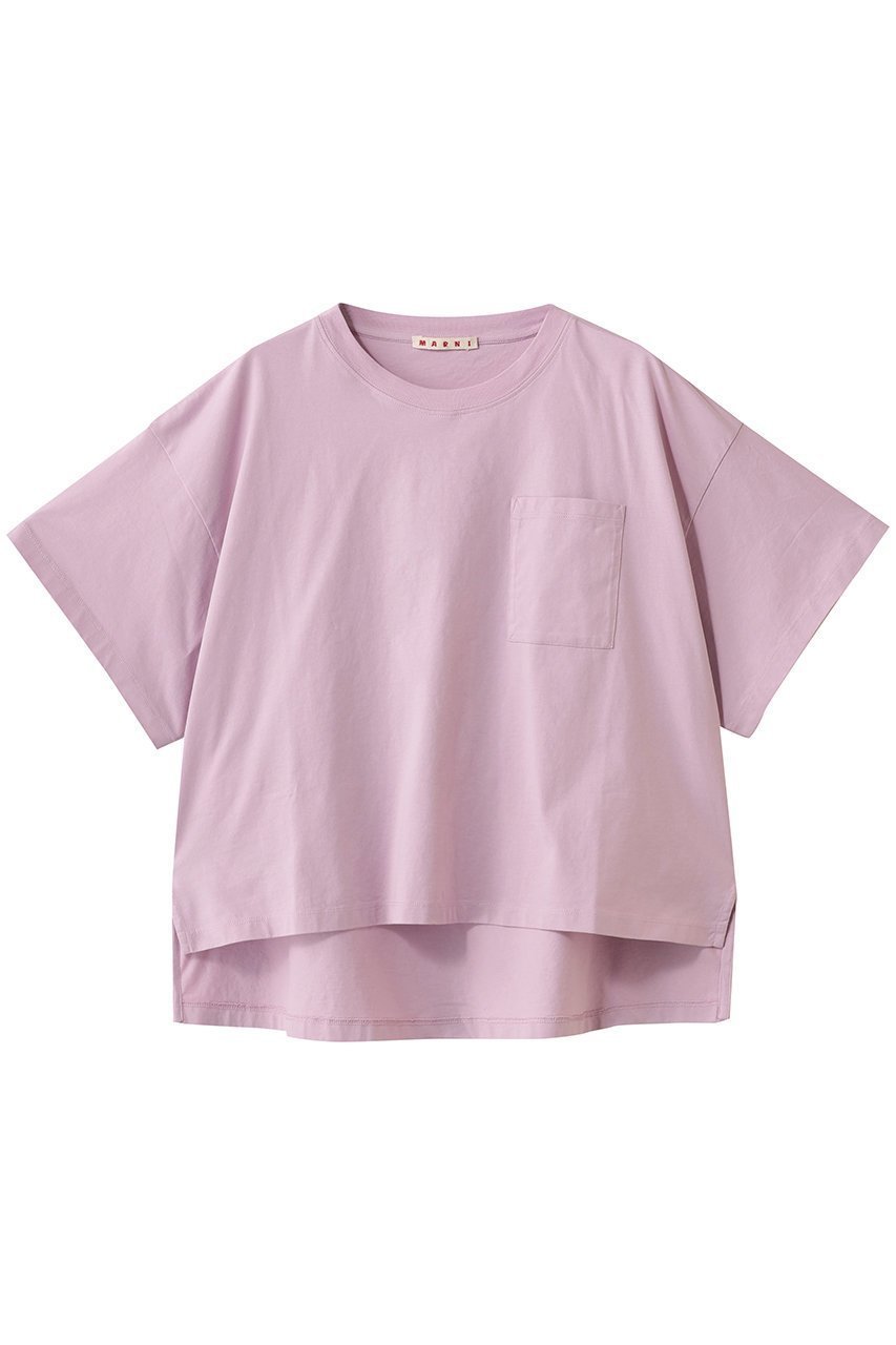 【マルニ/MARNI】のバックプリントボクシークロップTシャツ インテリア・キッズ・メンズ・レディースファッション・服の通販 founy(ファニー) 　ファッション　Fashion　レディースファッション　Fashion for Women　トップス・カットソー　Cut & Sew Tops　シャツ・ブラウス・オフィスカジュアル　Elegant Blouses & Button-Ups　ロングTシャツ・Tシャツ　Longline T-Shirts & Tees　カットソー・ベーシックTシャツ　Cut-and-Sewn Tops / Stretch Tees & Basics　クロップド　Cropped, Short Length　ショート　Short, Short Length　スリット　Slit, Slit Detail　スリーブ　Sleeve, Long Sleeve / Short Sleeve　ハーフ　Half, Half-Length　プリント　Print, Printed Pattern　クォーツ|ID: prp329100004930193 ipo3291000000037001878