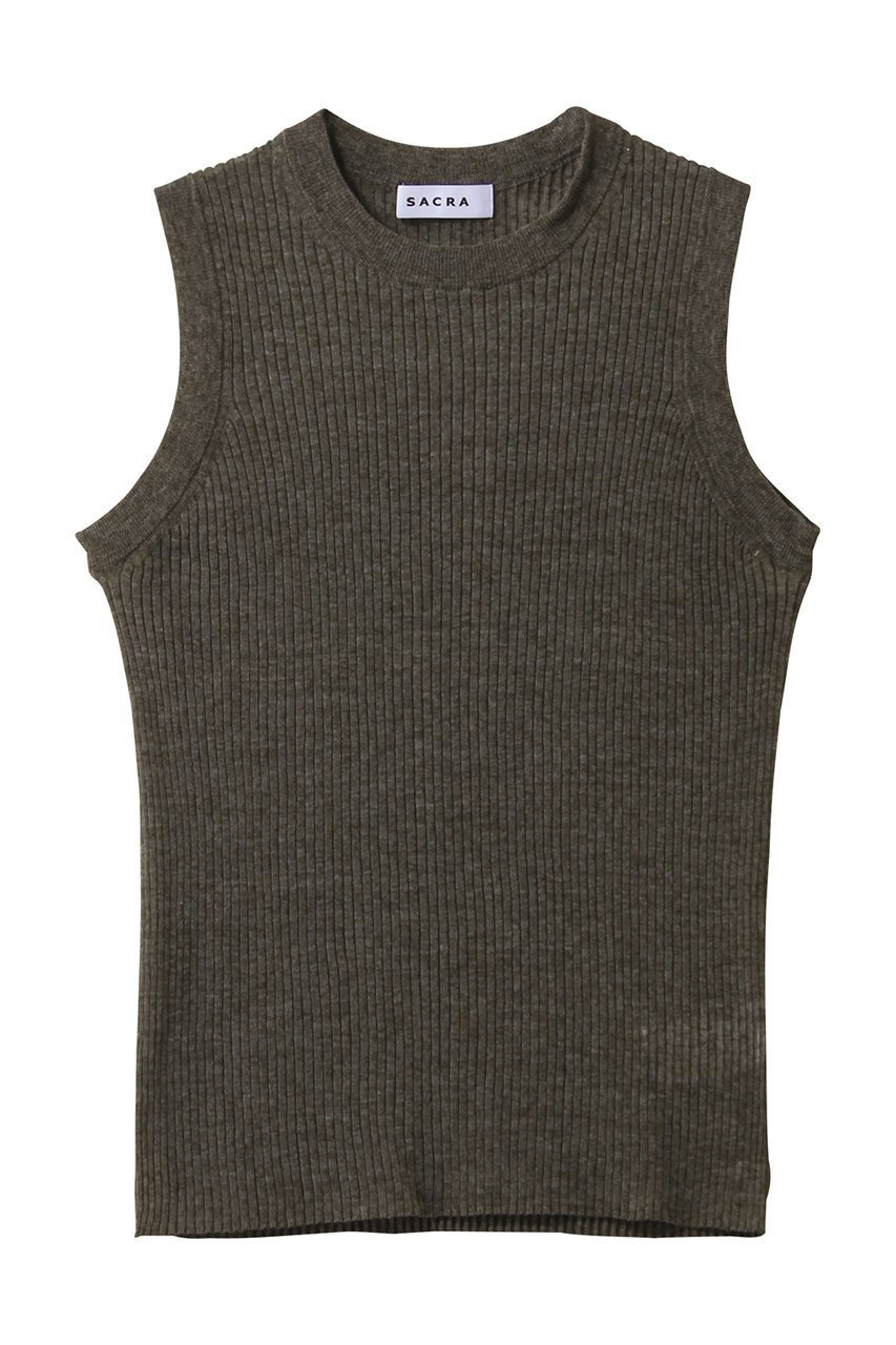 【サクラ/SACRA】のメランジリブタンクトップ インテリア・キッズ・メンズ・レディースファッション・服の通販 founy(ファニー) 　ファッション　Fashion　レディースファッション　Fashion for Women　トップス・カットソー　Cut & Sew Tops　キャミソール&ノースリーブ　Camisoles & Sleeveless Tops　シャツ・ブラウス・オフィスカジュアル　Elegant Blouses & Button-Ups　ロングTシャツ・Tシャツ　Longline T-Shirts & Tees　カットソー・ベーシックTシャツ　Cut-and-Sewn Tops / Stretch Tees & Basics　インナー　Innerwear　キャミソール　Camisole, Spaghetti Strap Top　コンパクト　Compact, Small Size　シアー　Sheer, See-Through　タンク　Tank Top, Sleeveless Top　ノースリーブ　Sleeveless, No-Sleeve　メランジ　Melange, Mixed Yarn　リネン　Linen, Linen Fabric　リラックス　Relax, Relaxed Fit　カーキ|ID: prp329100004930204 ipo3291000000037001989