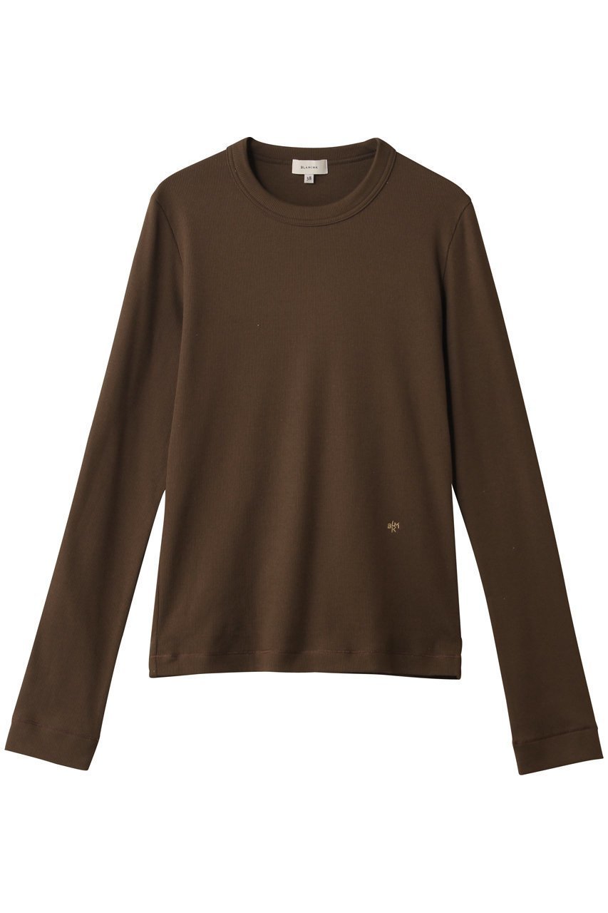 【ブラミンク/BLAMINK】の【BLMK】リブロングスリーブ インテリア・キッズ・メンズ・レディースファッション・服の通販 founy(ファニー) 　ファッション　Fashion　レディースファッション　Fashion for Women　トップス・カットソー　Cut & Sew Tops　シャツ・ブラウス・オフィスカジュアル　Elegant Blouses & Button-Ups　ロングTシャツ・Tシャツ　Longline T-Shirts & Tees　カットソー・ベーシックTシャツ　Cut-and-Sewn Tops / Stretch Tees & Basics　インナー　Innerwear　シンプル　Simple, Minimal　スリーブ　Sleeve, Long Sleeve / Short Sleeve　ロング　Long, Long-Length　エレガント 上品　Elegant　ダークブラウン|ID: prp329100004930218 ipo3291000000037002176