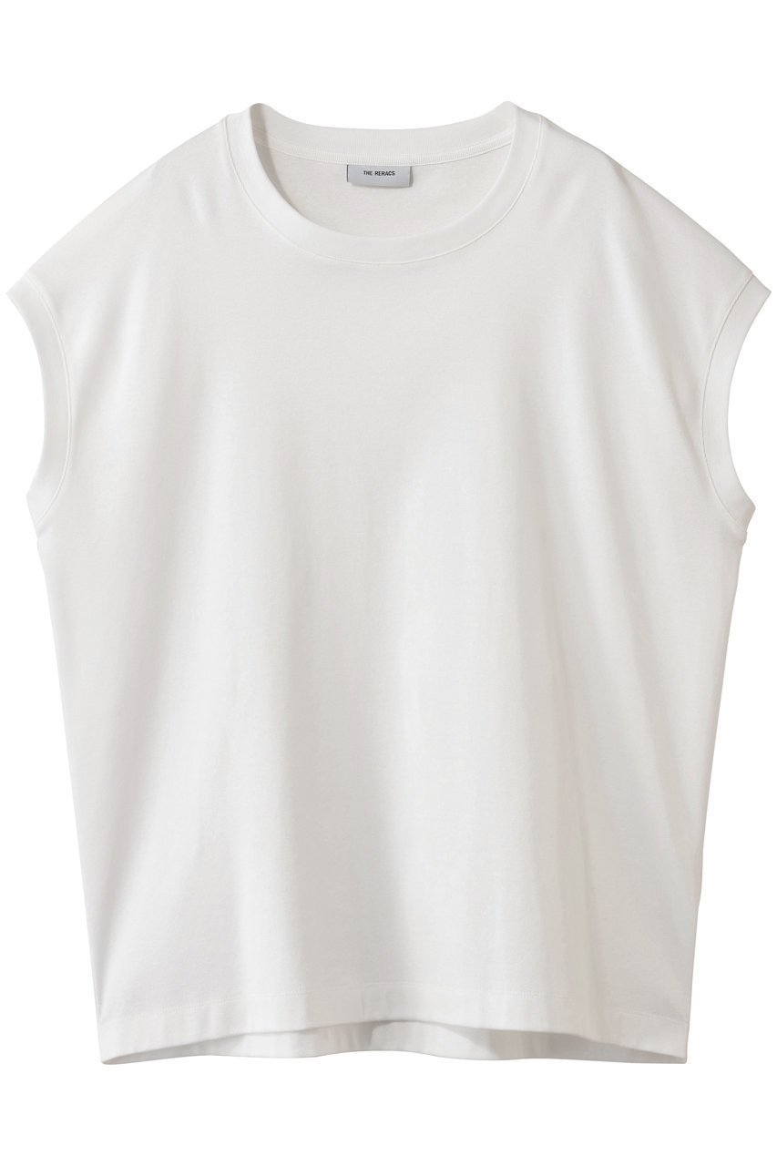 【ザ リラクス/THE RERACS】のスリーブレスTシャツ インテリア・キッズ・メンズ・レディースファッション・服の通販 founy(ファニー) 　ファッション　Fashion　レディースファッション　Fashion for Women　トップス・カットソー　Cut & Sew Tops　シャツ・ブラウス・オフィスカジュアル　Elegant Blouses & Button-Ups　ロングTシャツ・Tシャツ　Longline T-Shirts & Tees　カットソー・ベーシックTシャツ　Cut-and-Sewn Tops / Stretch Tees & Basics　ショート　Short, Short Length　スリーブ　Sleeve, Long Sleeve / Short Sleeve　ベーシック　Basic, Essential　ホワイト|ID: prp329100004930248 ipo3291000000037002469