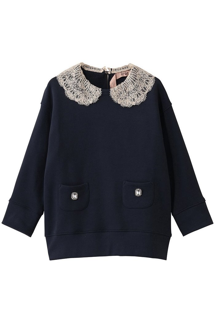 【ヌメロ ヴェントゥーノ/N°21】のレースカラープルオーバー インテリア・キッズ・メンズ・レディースファッション・服の通販 founy(ファニー) https://founy.com/ ファッション Fashion レディースファッション Fashion for Women トップス・カットソー Cut & Sew Tops シャツ・ブラウス・オフィスカジュアル Elegant Blouses & Button-Ups ロングTシャツ・Tシャツ Longline T-Shirts & Tees カジュアルプルオーバー・ニットトップス Pullovers & Knit Tops / Casual Pullovers カットソー・ベーシックTシャツ Cut-and-Sewn Tops / Stretch Tees & Basics おすすめ Recommended / Our Picks ジャケット Jacket, Outerwear スリーブ Sleeve, Long Sleeve / Short Sleeve フェミニン Feminine, Girly ポケット Pocket, Pocket Detail レース Lace, Lace Fabric ロング Long, Long-Length エレガント 上品 Elegant |ID: prp329100004930264 ipo3291000000037002601