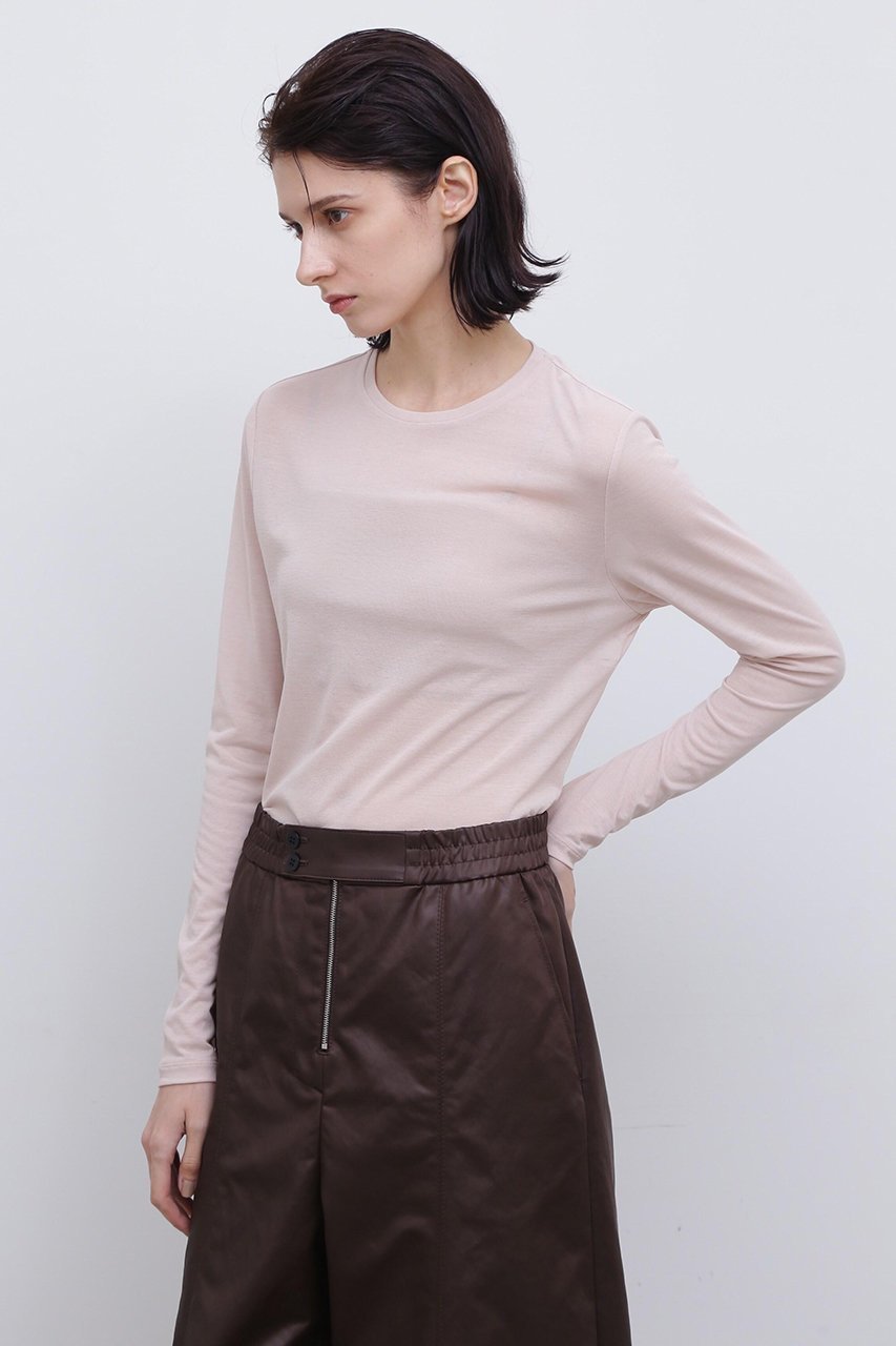 【アドーア/ADORE】のガーゼジャージーカットソー インテリア・キッズ・メンズ・レディースファッション・服の通販 founy(ファニー) 　ファッション　Fashion　レディースファッション　Fashion for Women　トップス・カットソー　Cut & Sew Tops　シャツ・ブラウス・オフィスカジュアル　Elegant Blouses & Button-Ups　ロングTシャツ・Tシャツ　Longline T-Shirts & Tees　カットソー・ベーシックTシャツ　Cut-and-Sewn Tops / Stretch Tees & Basics　スタンダード　Standard, Basic　スリーブ　Sleeve, Long Sleeve / Short Sleeve　ロング　Long, Long-Length　ピンク|ID: prp329100004930316 ipo3291000000037003188