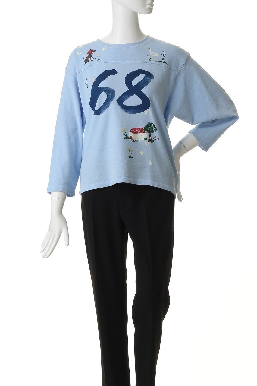 【マザー/MOTHER】のTHE FOOTBALLER 68ホリデービレッジトップス (FBA) 人気、トレンドファッション・服の通販 founy(ファニー) 　ファッション　Fashion　レディースファッション　Fashion for Women　トップス・カットソー　Cut & Sew Tops　シャツ・ブラウス・オフィスカジュアル　Elegant Blouses & Button-Ups　ロングTシャツ・Tシャツ　Longline T-Shirts & Tees　カットソー・ベーシックTシャツ　Cut-and-Sewn Tops / Stretch Tees & Basics　グラフィック　Graphic, Graphic Design　スリーブ　Sleeve, Long Sleeve / Short Sleeve　デニム　Denim, Jeans Material　フレア　Flare, Flared　ボトム　Bottoms, Lower Wear　ロング　Long, Long-Length　再入荷　Restock / Back in Stock　other-2|ID: prp329100004930342 ipo3291000000037003457