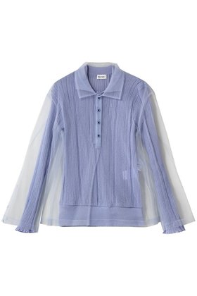 【チカ キサダ/CHIKA KISADA】のチュール レイヤー ポロニット 人気、トレンドファッション・服の通販 founy(ファニー) ファッション Fashion レディースファッション Fashion for Women トップス・カットソー Cut & Sew Tops ニット Knit Tops & Sweaters シャツ・ブラウス・オフィスカジュアル Elegant Blouses & Button-Ups ロングTシャツ・Tシャツ Longline T-Shirts & Tees カットソー・ベーシックTシャツ Cut-and-Sewn Tops / Stretch Tees & Basics スポーティ Sporty, Casual Athletic スリット Slit, Slit Detail スリーブ Sleeve, Long Sleeve / Short Sleeve チュール Tulip, Tulip Motif デニム Denim, Jeans Material ロング Long, Long-Length エレガント 上品 Elegant |ID:prp329100004930351