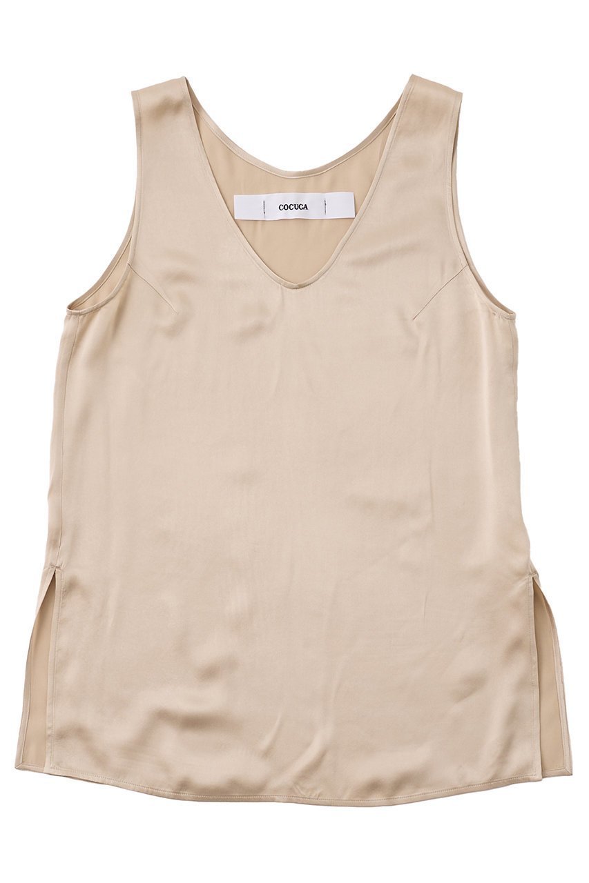 【ザ ストア バイ シー/THE STORE by C】の【COCUCA】シルクタンクトップ インテリア・キッズ・メンズ・レディースファッション・服の通販 founy(ファニー) 　ファッション　Fashion　レディースファッション　Fashion for Women　トップス・カットソー　Cut & Sew Tops　キャミソール&ノースリーブ　Camisoles & Sleeveless Tops　シャツ・ブラウス・オフィスカジュアル　Elegant Blouses & Button-Ups　ロングTシャツ・Tシャツ　Longline T-Shirts & Tees　カットソー・ベーシックTシャツ　Cut-and-Sewn Tops / Stretch Tees & Basics　インナー　Innerwear　エレガント 上品　Elegant　キャミソール　Camisole, Spaghetti Strap Top　サテン　Satin, Glossy Fabric　シルク　Silk, 100% Silk　シンプル　Simple, Minimal　タンク　Tank Top, Sleeveless Top　ドレープ　Drape, Draping Fabric　パウダー　Powder, Soft Tone　ベーシック　Basic, Essential　ベージュ|ID: prp329100004930473 ipo3291000000037004894