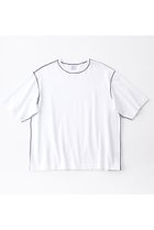 【グッド ピープル グッド ステッチング グッド プロダクト/GOOD PEOPLE GOOD STITCHING GOOD PRODUCT】の【UNISEX】カラーステッチ クルーネック ショートスリーブ Tシャツ ホワイト×ブルー|ID: prp329100004930496 ipo3291000000037005208
