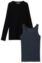 【プレインピープル/PLAIN PEOPLE】のコットンT×タンク 2ピースセット ブラック×ブルーグレー|ID: prp329100004930512 ipo3291000000037005458