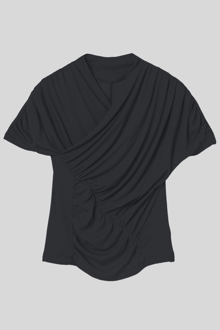 【イロット/IIROT】のskin touch シャーリング トップス インテリア・キッズ・メンズ・レディースファッション・服の通販 founy(ファニー) 　ファッション　Fashion　レディースファッション　Fashion for Women　トップス・カットソー　Cut & Sew Tops　シャツ・ブラウス・オフィスカジュアル　Elegant Blouses & Button-Ups　ロングTシャツ・Tシャツ　Longline T-Shirts & Tees　カットソー・ベーシックTシャツ　Cut-and-Sewn Tops / Stretch Tees & Basics　シアー　Sheer, See-Through　シャーリング　Shirring, Ruched　ショート　Short, Short Length　スリーブ　Sleeve, Long Sleeve / Short Sleeve　エレガント 上品　Elegant　ネイビー|ID: prp329100004930542 ipo3291000000037005844