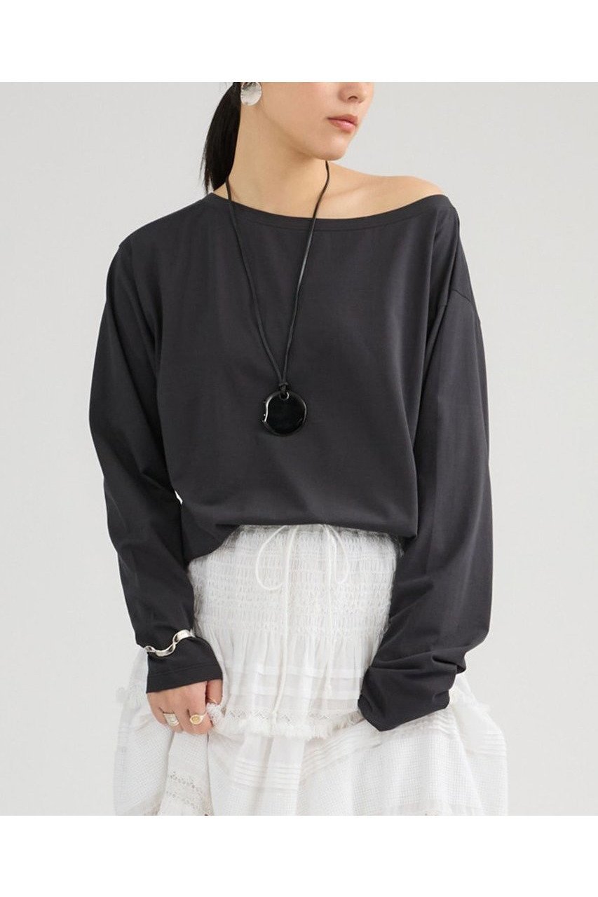 【カオス/Chaos】のクロスコットンカットソー インテリア・キッズ・メンズ・レディースファッション・服の通販 founy(ファニー) 　ファッション　Fashion　レディースファッション　Fashion for Women　トップス・カットソー　Cut & Sew Tops　シャツ・ブラウス・オフィスカジュアル　Elegant Blouses & Button-Ups　ロングTシャツ・Tシャツ　Longline T-Shirts & Tees　カットソー・ベーシックTシャツ　Cut-and-Sewn Tops / Stretch Tees & Basics　春　Spring　カットソー　Cut and Sewn Top　コクーン　Cocoon, Cocoon Silhouette　シンプル　Simple, Minimal　スリーブ　Sleeve, Long Sleeve / Short Sleeve　ロング　Long, Long-Length　再入荷　Restock / Back in Stock　夏　Summer　エレガント 上品　Elegant　チャコール|ID: prp329100004930564 ipo3291000000037006053