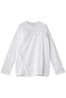 【マノフ/MANOF】のFRILLED LONG T-SHIRTトップス 大人の最旬トレンドファッション＆コーディネート founy(ファウニー) ファッション Fashion レディースファッション Fashion for Women トップス・カットソー Cut & Sew Tops シャツ・ブラウス・オフィスカジュアル Elegant Blouses & Button-Ups ロングTシャツ・Tシャツ Longline T-Shirts & Tees カットソー・ベーシックTシャツ Cut-and-Sewn Tops / Stretch Tees & Basics アシンメトリー Asymmetrical Style スリーブ Sleeve, Long Sleeve / Short Sleeve ドレープ Drape, Draping Fabric フリル Frill, Ruffle ロング Long, Long-Length |ID:prp329100004930581