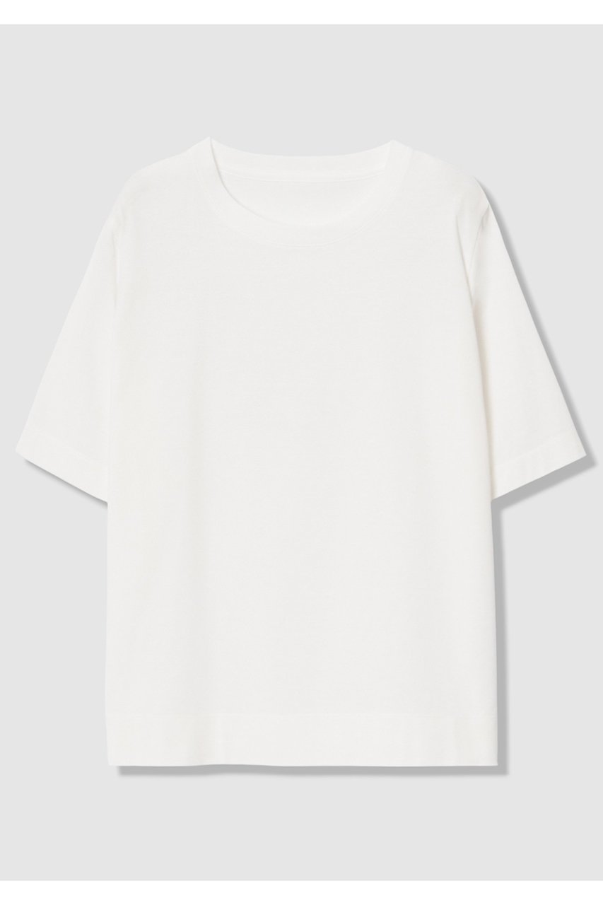 【アナイ/ANAYI】のコットン天竺半袖レギュラー プルオーバー 人気、トレンドファッション・服の通販 founy(ファニー) 　ファッション　Fashion　レディースファッション　Fashion for Women　トップス・カットソー　Cut & Sew Tops　シャツ・ブラウス・オフィスカジュアル　Elegant Blouses & Button-Ups　ロングTシャツ・Tシャツ　Longline T-Shirts & Tees　カジュアルプルオーバー・ニットトップス　Pullovers & Knit Tops / Casual Pullovers　カットソー・ベーシックTシャツ　Cut-and-Sewn Tops / Stretch Tees & Basics　イタリア　Italy　巾着　Drawstring Bag, Kinchaku　ショート　Short, Short Length　スリーブ　Sleeve, Long Sleeve / Short Sleeve　ドレープ　Drape, Draping Fabric　定番　Standard, Basic Item　バランス　Balance, Style Balance　パターン　Pattern, Design Print　ベーシック　Basic, Essential　半袖　Short Sleeve, Half Sleeve　レギュラー　Regular, Standard Fit　 other-1|ID: prp329100004930664 ipo3291000000037006936