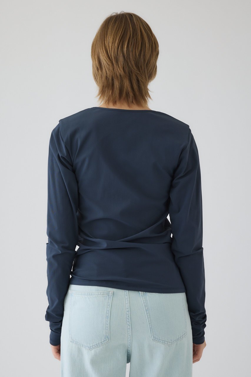 【リムアーク/RIM.ARK】のCross strap skin tops/トップス 人気、トレンドファッション・服の通販 founy(ファニー) 　ファッション　Fashion　レディースファッション　Fashion for Women　トップス・カットソー　Cut & Sew Tops　シャツ・ブラウス・オフィスカジュアル　Elegant Blouses & Button-Ups　ロングTシャツ・Tシャツ　Longline T-Shirts & Tees　カットソー・ベーシックTシャツ　Cut-and-Sewn Tops / Stretch Tees & Basics　おすすめ　Recommended / Our Picks　ストレッチ　Stretch, Stretchy Fabric　スリーブ　Sleeve, Long Sleeve / Short Sleeve　デコルテ　Décolleté, Neckline　フィット　Fit, Slim Fit　ロング　Long, Long-Length　other-4|ID: prp329100004930699 ipo3291000000037007209