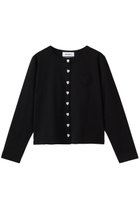 【ミュベール/MUVEIL】のハートボタン天竺カーディガン 人気、トレンドファッション・服の通販 founy(ファニー) ファッション Fashion レディースファッション Fashion for Women トップス・カットソー Cut & Sew Tops カーディガン・羽織り Layered Style Cardigans シャツ・ブラウス・オフィスカジュアル Elegant Blouses & Button-Ups ロングTシャツ・Tシャツ Longline T-Shirts & Tees カットソー・ベーシックTシャツ Cut-and-Sewn Tops / Stretch Tees & Basics カーディガン Cardigan, Knitwear クロップド Cropped, Short Length コンパクト Compact, Small Size モノトーン Monotone, Black and White 再入荷 Restock / Back in Stock thumbnail 【ELLE SHOP 限定】ブラック|ID: prp329100004930763 ipo3291000000037007802