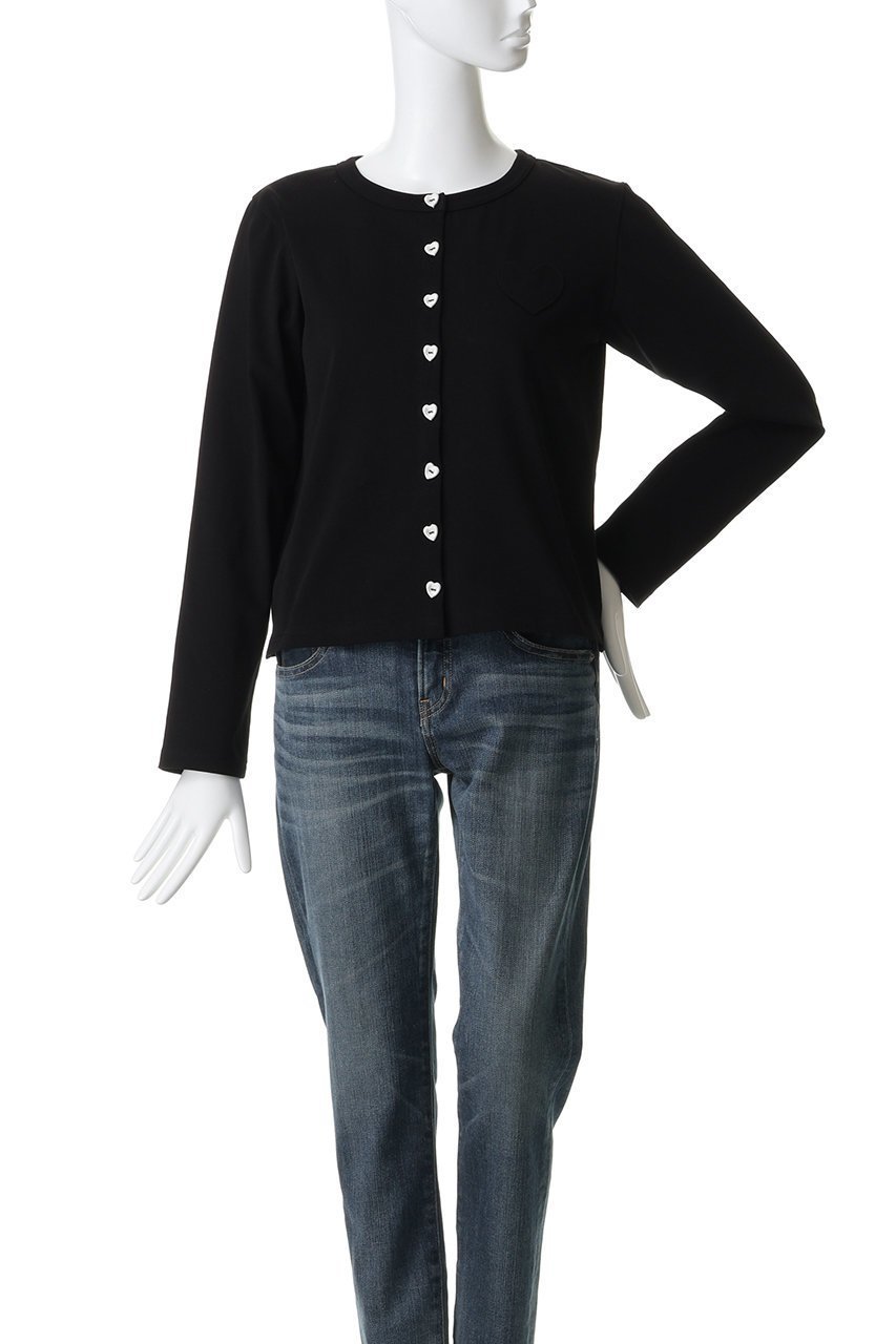 【ミュベール/MUVEIL】のハートボタン天竺カーディガン 人気、トレンドファッション・服の通販 founy(ファニー) 　ファッション　Fashion　レディースファッション　Fashion for Women　トップス・カットソー　Cut & Sew Tops　カーディガン・羽織り　Layered Style Cardigans　シャツ・ブラウス・オフィスカジュアル　Elegant Blouses & Button-Ups　ロングTシャツ・Tシャツ　Longline T-Shirts & Tees　カットソー・ベーシックTシャツ　Cut-and-Sewn Tops / Stretch Tees & Basics　カーディガン　Cardigan, Knitwear　クロップド　Cropped, Short Length　コンパクト　Compact, Small Size　モノトーン　Monotone, Black and White　再入荷　Restock / Back in Stock　other-2|ID: prp329100004930763 ipo3291000000037007810