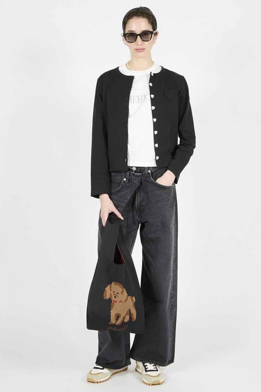 【ミュベール/MUVEIL】のハートボタン天竺カーディガン 人気、トレンドファッション・服の通販 founy(ファニー) 　ファッション　Fashion　レディースファッション　Fashion for Women　トップス・カットソー　Cut & Sew Tops　カーディガン・羽織り　Layered Style Cardigans　シャツ・ブラウス・オフィスカジュアル　Elegant Blouses & Button-Ups　ロングTシャツ・Tシャツ　Longline T-Shirts & Tees　カットソー・ベーシックTシャツ　Cut-and-Sewn Tops / Stretch Tees & Basics　カーディガン　Cardigan, Knitwear　クロップド　Cropped, Short Length　コンパクト　Compact, Small Size　モノトーン　Monotone, Black and White　再入荷　Restock / Back in Stock　other-6|ID: prp329100004930763 ipo3291000000037007818