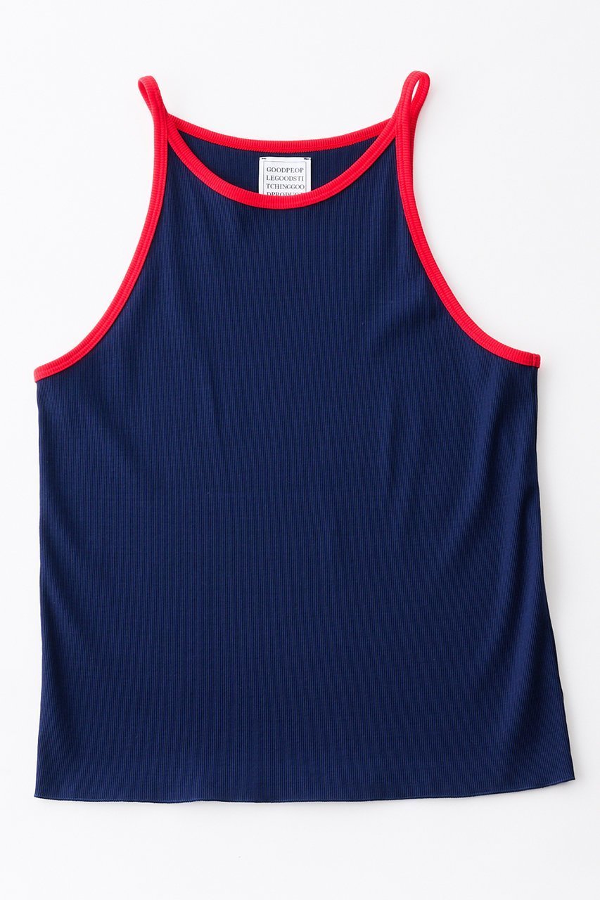 【グッド ピープル グッド ステッチング グッド プロダクト/GOOD PEOPLE GOOD STITCHING GOOD PRODUCT】のコントラスト トリム キャミソール インテリア・キッズ・メンズ・レディースファッション・服の通販 founy(ファニー) 　ファッション　Fashion　レディースファッション　Fashion for Women　トップス・カットソー　Cut & Sew Tops　キャミソール&ノースリーブ　Camisoles & Sleeveless Tops　シャツ・ブラウス・オフィスカジュアル　Elegant Blouses & Button-Ups　ロングTシャツ・Tシャツ　Longline T-Shirts & Tees　カットソー・ベーシックTシャツ　Cut-and-Sewn Tops / Stretch Tees & Basics　キャミソール　Camisole, Spaghetti Strap Top　ストレッチ　Stretch, Stretchy Fabric　タンク　Tank Top, Sleeveless Top　ブルー×レッド|ID: prp329100004930794 ipo3291000000037008093