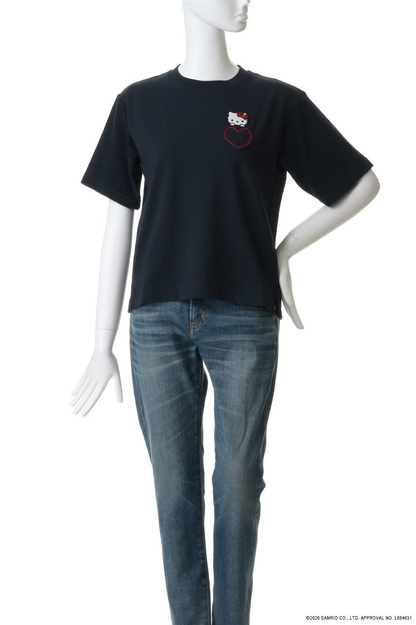 【ミュベール/MUVEIL】のサンリオキャラクターズコラボ ハローキティ Tシャツ 人気、トレンドファッション・服の通販 founy(ファニー) 　ファッション　Fashion　レディースファッション　Fashion for Women　トップス・カットソー　Cut & Sew Tops　シャツ・ブラウス・オフィスカジュアル　Elegant Blouses & Button-Ups　ロングTシャツ・Tシャツ　Longline T-Shirts & Tees　カットソー・ベーシックTシャツ　Cut-and-Sewn Tops / Stretch Tees & Basics　ショート　Short, Short Length　スパンコール　Sequins, Sequin Embellishment　スリーブ　Sleeve, Long Sleeve / Short Sleeve　フェルト　Felt, Felt Fabric　ポケット　Pocket, Pocket Detail　リボン　Ribbon, Bow　ワンポイント　One Point, Statement Accent　other-2|ID: prp329100004930853 ipo3291000000037008569
