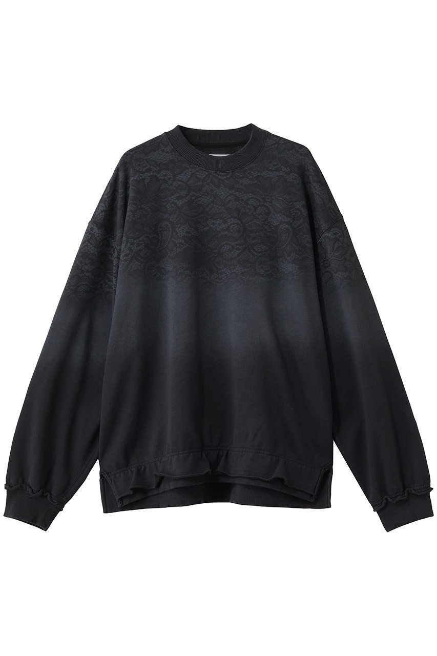 【メゾンスペシャル/MAISON SPECIAL】の【UNISEX】レーススプレーダイ クルーネックPO インテリア・キッズ・メンズ・レディースファッション・服の通販 founy(ファニー) 　ファッション　Fashion　レディースファッション　Fashion for Women　トップス・カットソー　Cut & Sew Tops　シャツ・ブラウス・オフィスカジュアル　Elegant Blouses & Button-Ups　レディースパーカー・カジュアルフーディー　Casual Hoodies & Sweatshirts　ロングTシャツ・Tシャツ　Longline T-Shirts & Tees　スウェット・クルーネックトップス　Sweatshirts & Crewnecks / Relaxed Fit Sweat Tops　カットソー・ベーシックTシャツ　Cut-and-Sewn Tops / Stretch Tees & Basics　ユニセックス　Unisex, Genderless　グラデーション　Gradient, Ombre　ショルダー　Shoulder, Shoulder Strap　スリット　Slit, Slit Detail　ドロップ　Drop Shoulder, Dropped Style　レース　Lace, Lace Fabric　無地　Plain, Solid Color　BLK(ブラック)|ID: prp329100004930865 ipo3291000000037008643