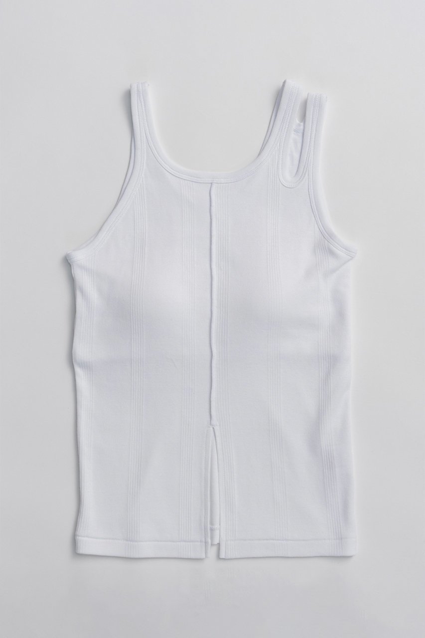 【メゾンスペシャル/MAISON SPECIAL】の【Miller×MAISON SPECIAL】コラボヘムスリットタンクトップ インテリア・キッズ・メンズ・レディースファッション・服の通販 founy(ファニー) 　ファッション　Fashion　レディースファッション　Fashion for Women　トップス・カットソー　Cut & Sew Tops　キャミソール&ノースリーブ　Camisoles & Sleeveless Tops　シャツ・ブラウス・オフィスカジュアル　Elegant Blouses & Button-Ups　ロングTシャツ・Tシャツ　Longline T-Shirts & Tees　カットソー・ベーシックTシャツ　Cut-and-Sewn Tops / Stretch Tees & Basics　アシンメトリー　Asymmetrical Style　インナー　Innerwear　キャミソール　Camisole, Spaghetti Strap Top　シンプル　Simple, Minimal　スリット　Slit, Slit Detail　タンク　Tank Top, Sleeveless Top　フロント　Front, Front Design　ベーシック　Basic, Essential　ボーダー　Border, Stripe　WHT(ホワイト)|ID: prp329100004930881 ipo3291000000037008779