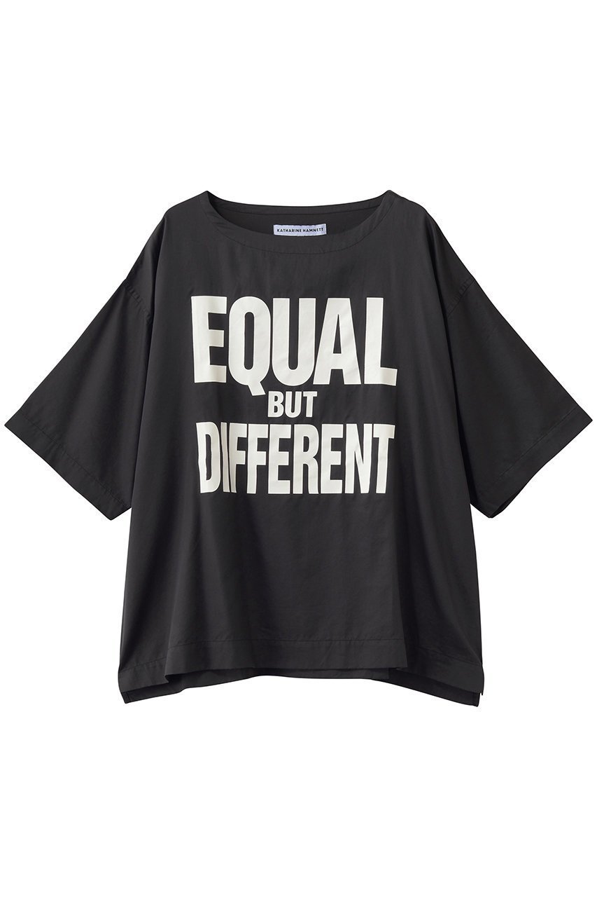 【キャサリンハムネット/KATHARINE HAMNETT LONDON】の【UNISEX】ファブリックスローガンTシャツ インテリア・キッズ・メンズ・レディースファッション・服の通販 founy(ファニー) 　ファッション　Fashion　レディースファッション　Fashion for Women　トップス・カットソー　Cut & Sew Tops　シャツ・ブラウス・オフィスカジュアル　Elegant Blouses & Button-Ups　ロングTシャツ・Tシャツ　Longline T-Shirts & Tees　カットソー・ベーシックTシャツ　Cut-and-Sewn Tops / Stretch Tees & Basics　ユニセックス　Unisex, Genderless　ショート　Short, Short Length　シルク　Silk, 100% Silk　スタンダード　Standard, Basic　スリーブ　Sleeve, Long Sleeve / Short Sleeve　今季　This Season, Current Season　定番　Standard, Basic Item　ブラック|ID: prp329100004930924 ipo3291000000037009106