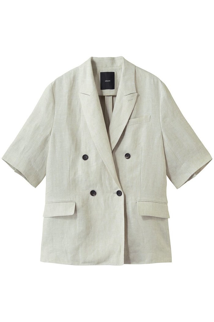 【エブール/ebure】のピュアリネンヘリンボーン 半袖ジャケット インテリア・キッズ・メンズ・レディースファッション・服の通販 founy(ファニー) https://founy.com/ ファッション Fashion レディースファッション Fashion for Women アウター Coat / Outerwear Collection レディースジャケット・軽アウター Jackets イタリア Italy ジャケット Jacket, Outerwear ダブル Double, Double-Breasted リネン Linen, Linen Fabric エレガント 上品 Elegant 半袖 Short Sleeve, Half Sleeve 夏 Summer 春 Spring |ID: prp329100004930947 ipo3291000000037009333