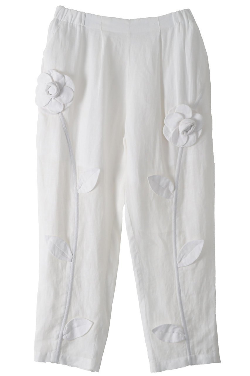 【アユーシ/AAYUSHI】のフローラルレリーフパンツ インテリア・キッズ・メンズ・レディースファッション・服の通販 founy(ファニー) 　ファッション　Fashion　レディースファッション　Fashion for Women　パンツ　Pants & Trousers　インド　Indian Textile　春　Spring　シンプル　Simple, Minimal　ストレート　Straight, Straight Cut　リネン　Linen, Linen Fabric　S/S・春夏　SS, Spring/Summer, Warm Season　夏　Summer　ホワイト|ID: prp329100004930978 ipo3291000000037009611