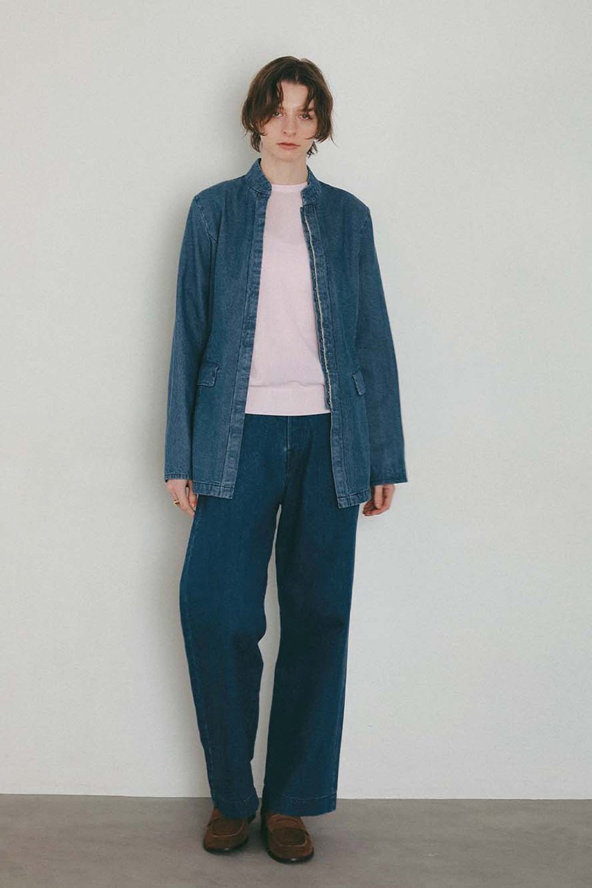【ハー/HER.】のスタンドカラーデニムジャケット 人気、トレンドファッション・服の通販 founy(ファニー) 　ファッション　Fashion　レディースファッション　Fashion for Women　アウター　Coat / Outerwear Collection　レディースジャケット・軽アウター　Jackets　デニムジャケット / カジュアルアウター　Denim Jackets　シンプル　Simple, Minimal　ジャケット　Jacket, Outerwear　デニム　Denim, Jeans Material　トレンド　Trend, Trending Now　フロント　Front, Front Design　ボトム　Bottoms, Lower Wear　切替　Switching, Contrast Panel　other-2|ID: prp329100004930983 ipo3291000000037009654