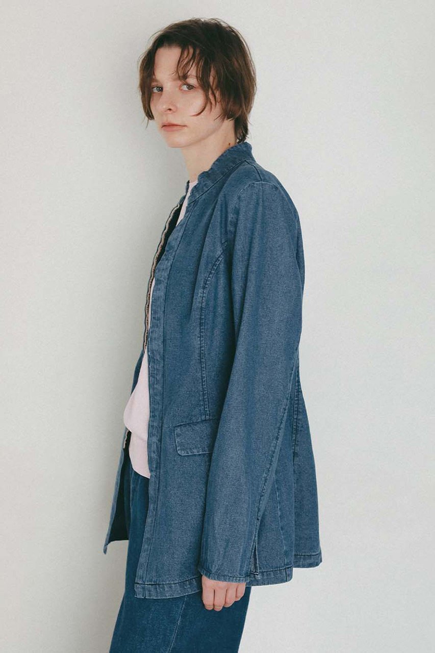 【ハー/HER.】のスタンドカラーデニムジャケット 人気、トレンドファッション・服の通販 founy(ファニー) 　ファッション　Fashion　レディースファッション　Fashion for Women　アウター　Coat / Outerwear Collection　レディースジャケット・軽アウター　Jackets　デニムジャケット / カジュアルアウター　Denim Jackets　シンプル　Simple, Minimal　ジャケット　Jacket, Outerwear　デニム　Denim, Jeans Material　トレンド　Trend, Trending Now　フロント　Front, Front Design　ボトム　Bottoms, Lower Wear　切替　Switching, Contrast Panel　other-3|ID: prp329100004930983 ipo3291000000037009656