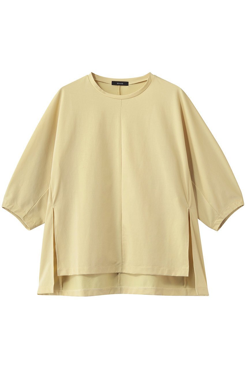 【アルアバイル/allureville】のクルーコクーンT-SHIRT インテリア・キッズ・メンズ・レディースファッション・服の通販 founy(ファニー) 　ファッション　Fashion　レディースファッション　Fashion for Women　トップス・カットソー　Cut & Sew Tops　シャツ・ブラウス・オフィスカジュアル　Elegant Blouses & Button-Ups　ロングTシャツ・Tシャツ　Longline T-Shirts & Tees　カットソー・ベーシックTシャツ　Cut-and-Sewn Tops / Stretch Tees & Basics　ショート　Short, Short Length　スリット　Slit, Slit Detail　スリーブ　Sleeve, Long Sleeve / Short Sleeve　エレガント 上品　Elegant　イエロー|ID: prp329100004931034 ipo3291000000037010147
