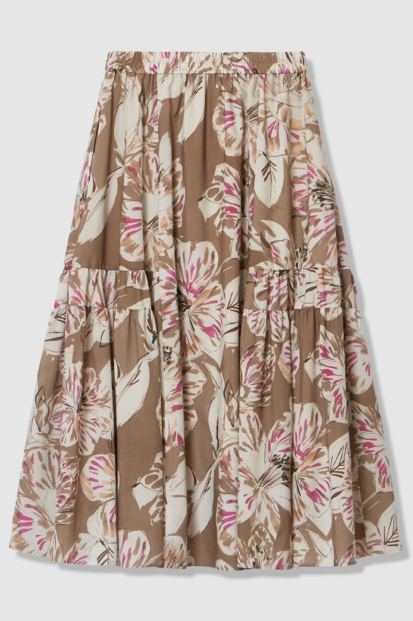 【アナイ/ANAYI】のペイントフラワープリントティアード スカート 人気、トレンドファッション・服の通販 founy(ファニー) 　ファッション　Fashion　レディースファッション　Fashion for Women　スカート　Skirts　ティアードスカート　Tiered Skirts　ロングスカート　Long Skirts / Maxi & Midi Skirts　カットソー　Cut and Sewn Top　ギャザー　Gathered, Ruffled　シンプル　Simple, Minimal　フレア　Flare, Flared　プリント　Print, Printed Pattern　リラックス　Relax, Relaxed Fit　ロング　Long, Long-Length　夏　Summer　春　Spring　other-2|ID: prp329100004931064 ipo3291000000037010483