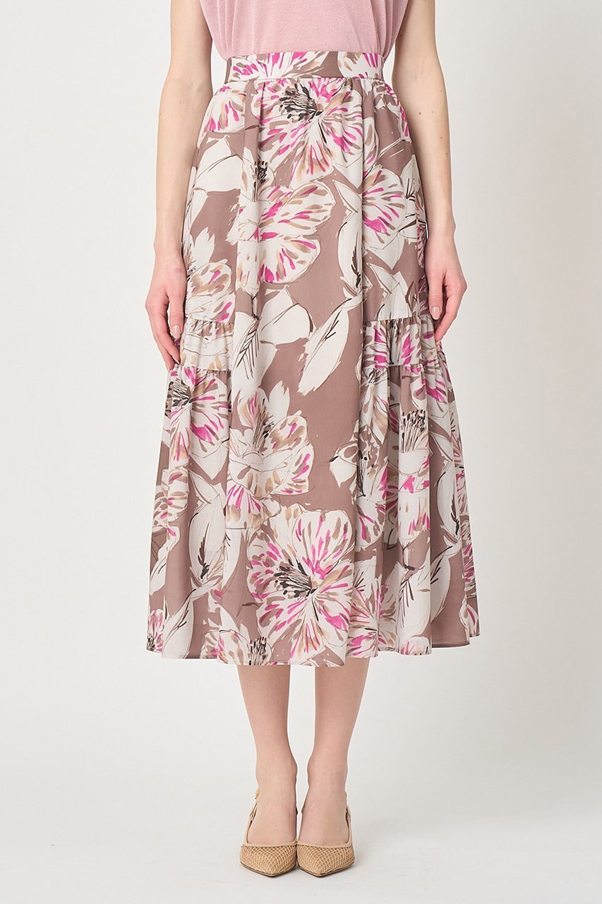 【アナイ/ANAYI】のペイントフラワープリントティアード スカート 人気、トレンドファッション・服の通販 founy(ファニー) 　ファッション　Fashion　レディースファッション　Fashion for Women　スカート　Skirts　ティアードスカート　Tiered Skirts　ロングスカート　Long Skirts / Maxi & Midi Skirts　カットソー　Cut and Sewn Top　ギャザー　Gathered, Ruffled　シンプル　Simple, Minimal　フレア　Flare, Flared　プリント　Print, Printed Pattern　リラックス　Relax, Relaxed Fit　ロング　Long, Long-Length　夏　Summer　春　Spring　other-7|ID: prp329100004931064 ipo3291000000037010494