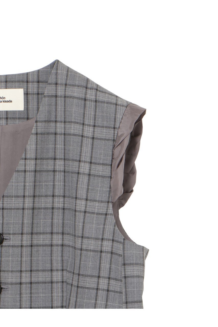 【ミラ ショーン バイ チカ キサダ/mila schon by chika kisada】のウールチェックベスト 人気、トレンドファッション・服の通販 founy(ファニー) 　ファッション　Fashion　レディースファッション　Fashion for Women　アウター　Coat / Outerwear Collection　レディースジャケット・軽アウター　Jackets　ジャケット　Jacket, Outerwear　セットアップ　Set-Up, Coordinated Outfit　チェック　Check, Plaid, Tartan　ノースリーブ　Sleeveless, No-Sleeve　ベスト　Vest, Waistcoat　other-5|ID: prp329100004931082 ipo3291000000037010683