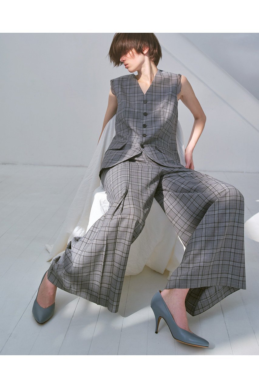 【ミラ ショーン バイ チカ キサダ/mila schon by chika kisada】のウールチェックベスト 人気、トレンドファッション・服の通販 founy(ファニー) 　ファッション　Fashion　レディースファッション　Fashion for Women　アウター　Coat / Outerwear Collection　レディースジャケット・軽アウター　Jackets　ジャケット　Jacket, Outerwear　セットアップ　Set-Up, Coordinated Outfit　チェック　Check, Plaid, Tartan　ノースリーブ　Sleeveless, No-Sleeve　ベスト　Vest, Waistcoat　other-7|ID: prp329100004931082 ipo3291000000037010686