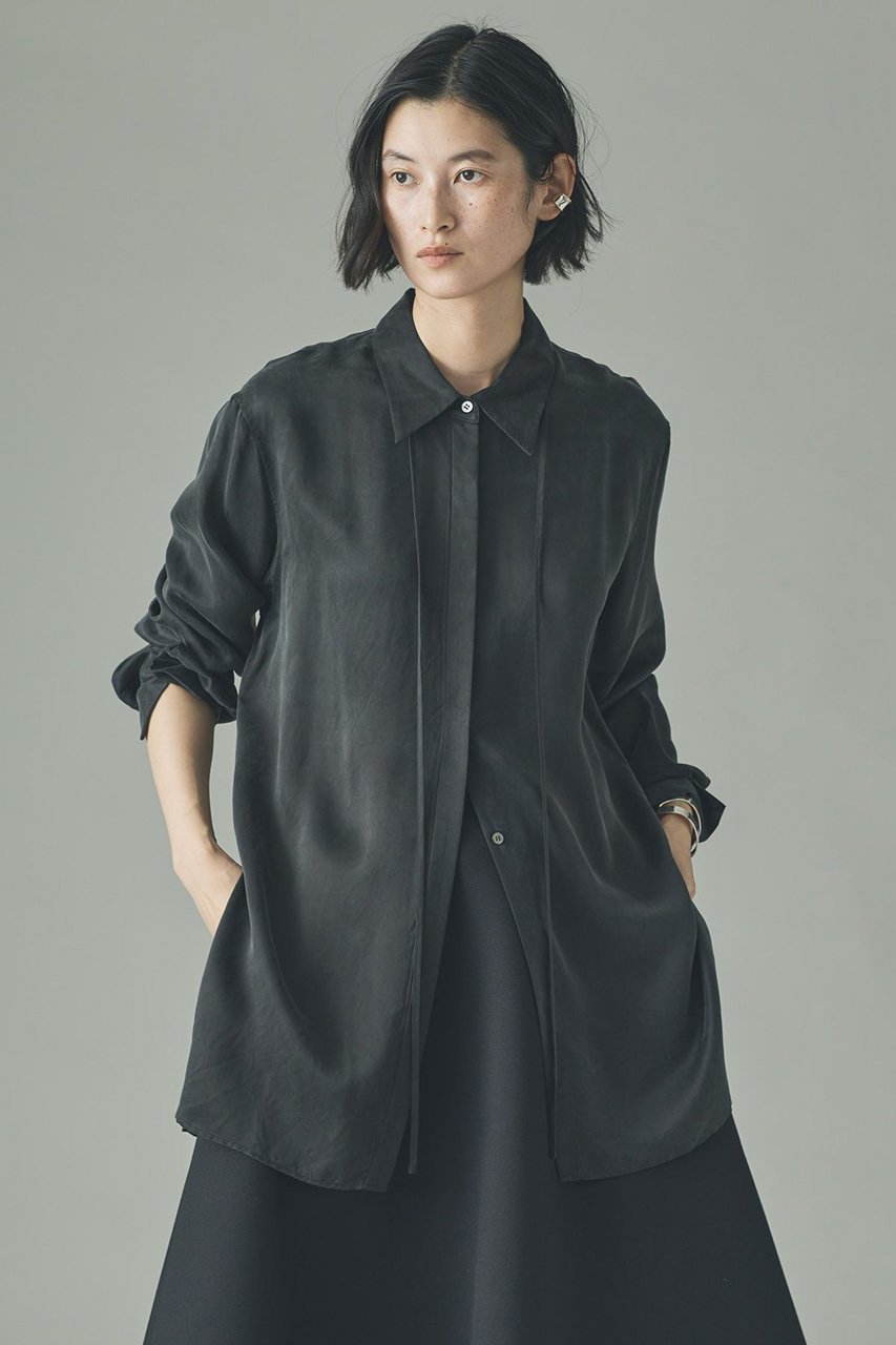 【カレンソロジー/Curensology】のキュプラサテンシャツ 人気、トレンドファッション・服の通販 founy(ファニー) 　ファッション　Fashion　レディースファッション　Fashion for Women　トップス・カットソー　Cut & Sew Tops　シャツ・ブラウス・オフィスカジュアル　Elegant Blouses & Button-Ups　なめらか　Smooth, Silky Texture　スリーブ　Sleeve, Long Sleeve / Short Sleeve　ロング　Long, Long-Length　エレガント 上品　Elegant　other-2|ID: prp329100004931277 ipo3291000000037012489