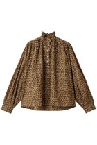 【エスゼット ブロックプリント/SZ Blockprints】のKALI TOP LEOPARD フリルスタンドカラーシャツ 人気、トレンドファッション・服の通販 founy(ファニー) ファッション Fashion レディースファッション Fashion for Women トップス・カットソー Cut & Sew Tops シャツ・ブラウス・オフィスカジュアル Elegant Blouses & Button-Ups エレガント 上品 Elegant ギャザー Gathered, Ruffled スタンド Stand Collar, Upright Stand スリーブ Sleeve, Long Sleeve / Short Sleeve フリル Frill, Ruffle レオパード Leopard, Animal Print ロング Long, Long-Length thumbnail ブラウン|ID: prp329100004931292 ipo3291000000037012602