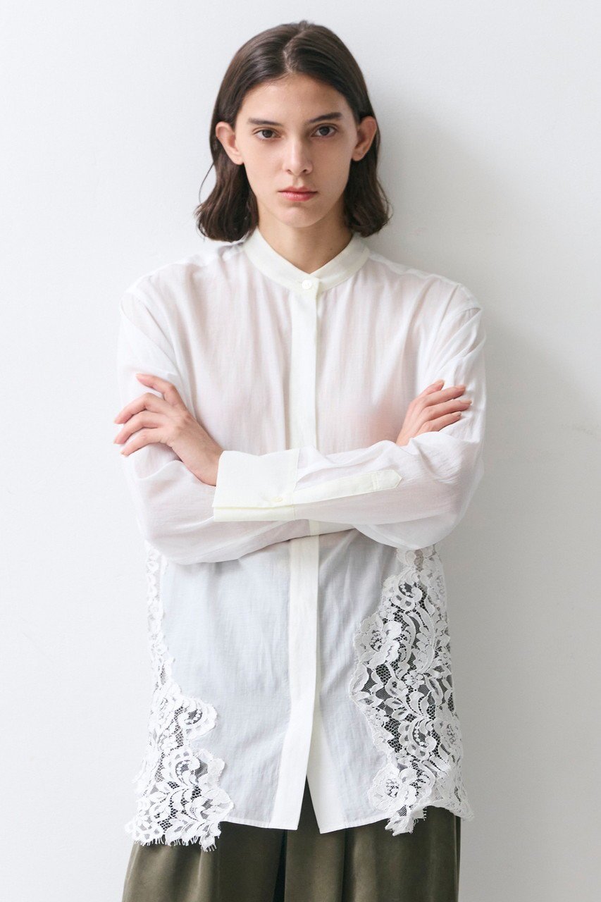 【ベイジ,/BEIGE,】のGALENA / コットンレースバンドカラーシャツ/ 人気、トレンドファッション・服の通販 founy(ファニー) 　ファッション　Fashion　レディースファッション　Fashion for Women　トップス・カットソー　Cut & Sew Tops　シャツ・ブラウス・オフィスカジュアル　Elegant Blouses & Button-Ups　オケージョン　Occasion Wear　スリーブ　Sleeve, Long Sleeve / Short Sleeve　デニム　Denim, Jeans Material　トレンド　Trend, Trending Now　ビスチェ　Bustier, Corset Top　ボトム　Bottoms, Lower Wear　レース　Lace, Lace Fabric　ロング　Long, Long-Length　ビジネス 仕事 通勤　Business / Work / Commuting　other-6|ID: prp329100004931318 ipo3291000000037012794
