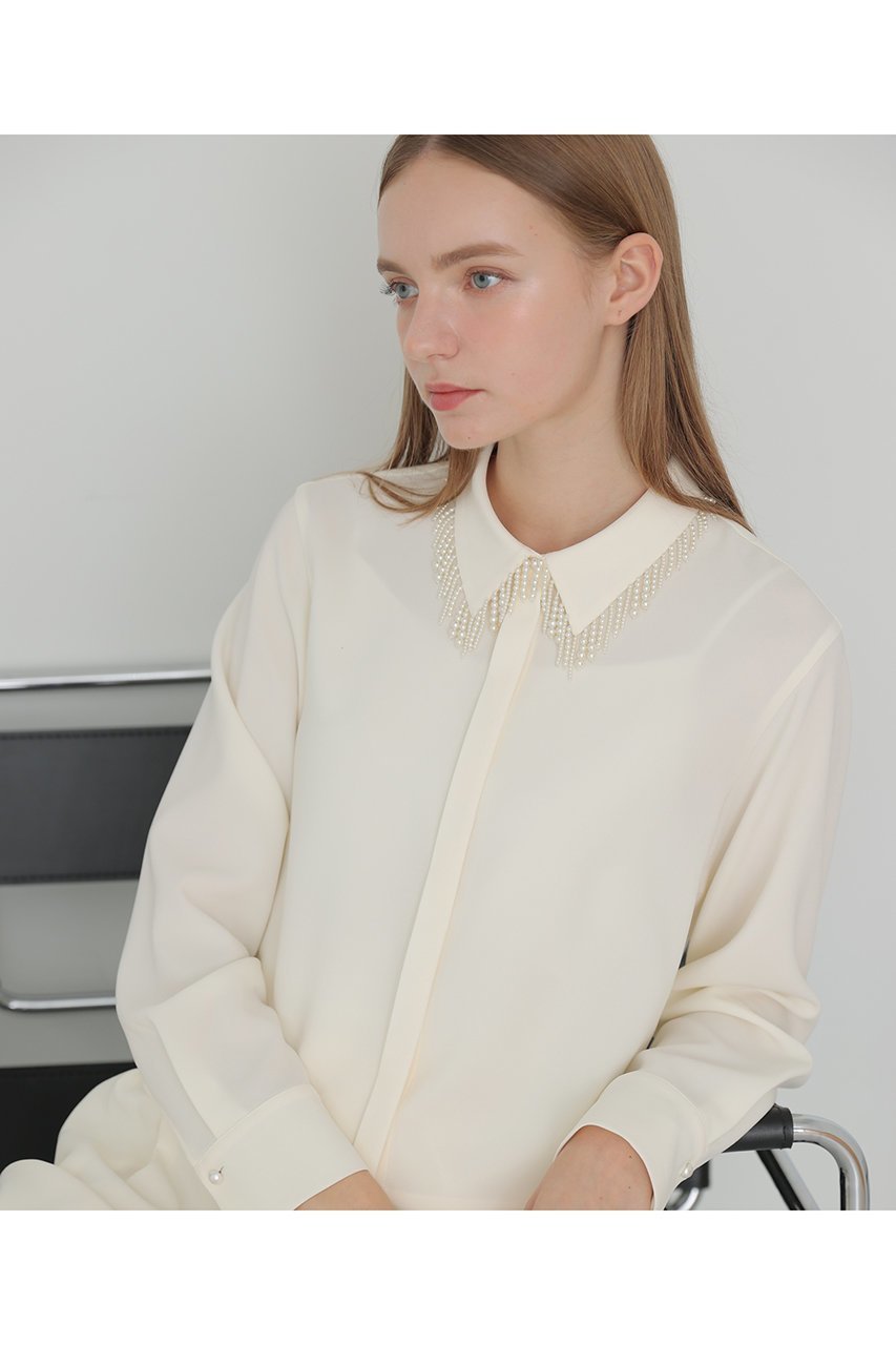 【アナイ/ANAYI】の【セットアップ対応商品】ダブルクロスフリンジビジュー ブラウス 人気、トレンドファッション・服の通販 founy(ファニー) 　ファッション　Fashion　レディースファッション　Fashion for Women　トップス・カットソー　Cut & Sew Tops　シャツ・ブラウス・オフィスカジュアル　Elegant Blouses & Button-Ups　おすすめ　Recommended / Our Picks　コンパクト　Compact, Small Size　スリーブ　Sleeve, Long Sleeve / Short Sleeve　セットアップ　Set-Up, Coordinated Outfit　ダブル　Double, Double-Breasted　バランス　Balance, Style Balance　パール　Pearl, Pearl Accent　フリンジ　Fringe, Tassel　フロント　Front, Front Design　リュクス　Luxury, Elegant, High-End, Chic　ロング　Long, Long-Length　エレガント 上品　Elegant　other-3|ID: prp329100004931338 ipo3291000000037012900