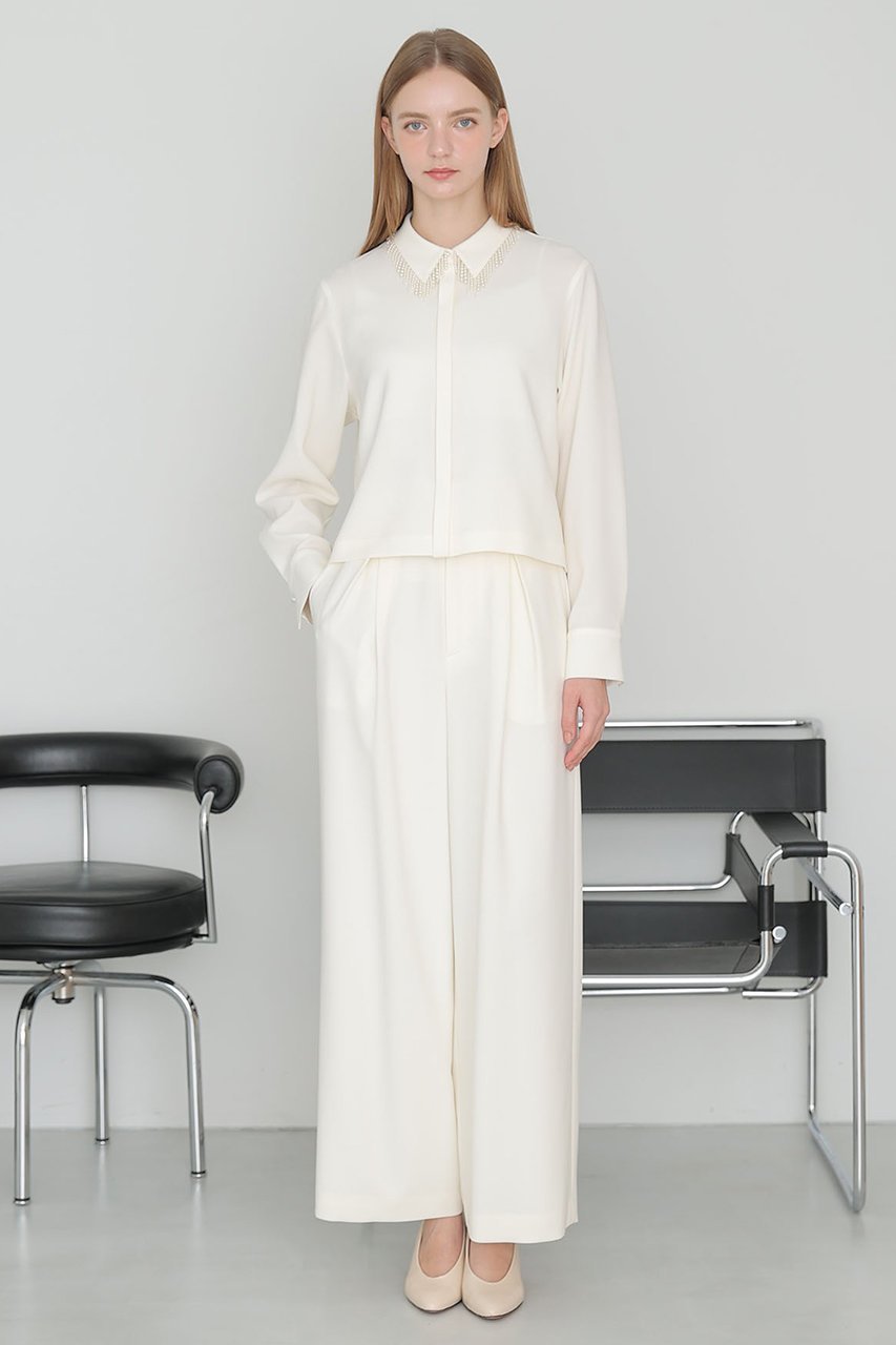 【アナイ/ANAYI】の【セットアップ対応商品】ダブルクロスフリンジビジュー ブラウス 人気、トレンドファッション・服の通販 founy(ファニー) 　ファッション　Fashion　レディースファッション　Fashion for Women　トップス・カットソー　Cut & Sew Tops　シャツ・ブラウス・オフィスカジュアル　Elegant Blouses & Button-Ups　おすすめ　Recommended / Our Picks　コンパクト　Compact, Small Size　スリーブ　Sleeve, Long Sleeve / Short Sleeve　セットアップ　Set-Up, Coordinated Outfit　ダブル　Double, Double-Breasted　バランス　Balance, Style Balance　パール　Pearl, Pearl Accent　フリンジ　Fringe, Tassel　フロント　Front, Front Design　リュクス　Luxury, Elegant, High-End, Chic　ロング　Long, Long-Length　エレガント 上品　Elegant　other-4|ID: prp329100004931338 ipo3291000000037012902