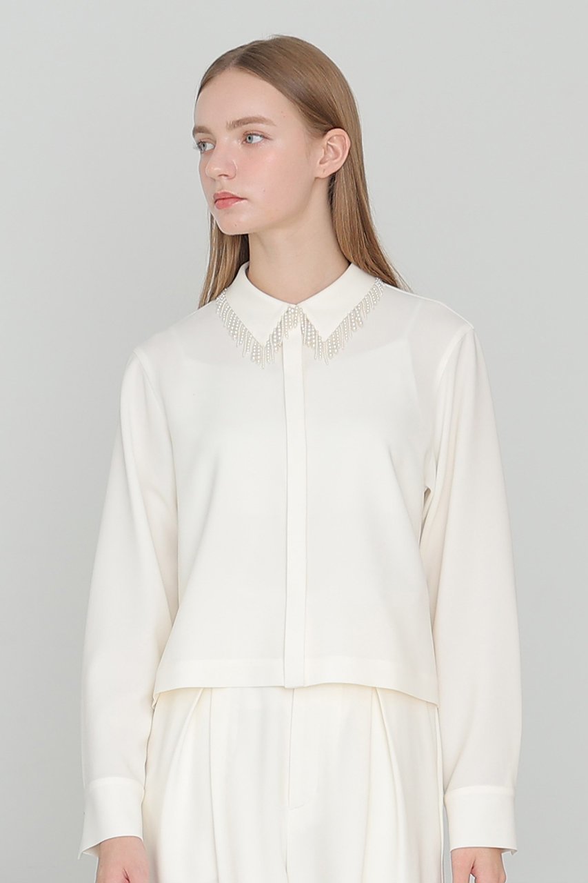 【アナイ/ANAYI】の【セットアップ対応商品】ダブルクロスフリンジビジュー ブラウス 人気、トレンドファッション・服の通販 founy(ファニー) 　ファッション　Fashion　レディースファッション　Fashion for Women　トップス・カットソー　Cut & Sew Tops　シャツ・ブラウス・オフィスカジュアル　Elegant Blouses & Button-Ups　おすすめ　Recommended / Our Picks　コンパクト　Compact, Small Size　スリーブ　Sleeve, Long Sleeve / Short Sleeve　セットアップ　Set-Up, Coordinated Outfit　ダブル　Double, Double-Breasted　バランス　Balance, Style Balance　パール　Pearl, Pearl Accent　フリンジ　Fringe, Tassel　フロント　Front, Front Design　リュクス　Luxury, Elegant, High-End, Chic　ロング　Long, Long-Length　エレガント 上品　Elegant　other-8|ID: prp329100004931338 ipo3291000000037012910