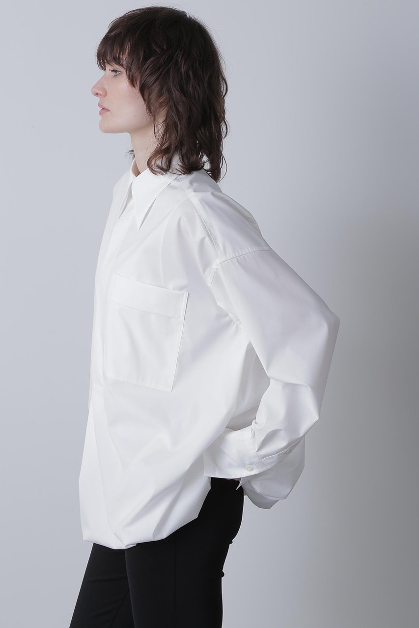 【ヒューエルミュージアム/hueLe Museum】の【STUMBLY】Baloon Silhouette Shirts インテリア・キッズ・メンズ・レディースファッション・服の通販 founy(ファニー) 　ファッション　Fashion　レディースファッション　Fashion for Women　トップス・カットソー　Cut & Sew Tops　シャツ・ブラウス・オフィスカジュアル　Elegant Blouses & Button-Ups　カフス　Cuff Design　スリーブ　Sleeve, Long Sleeve / Short Sleeve　ダブル　Double, Double-Breasted　バルーン　Balloon, Balloon Silhouette　ブラウジング　Blouson Silhouette, Cinched Waist　ロング　Long, Long-Length　ホワイト|ID: prp329100004931347 ipo3291000000037012982