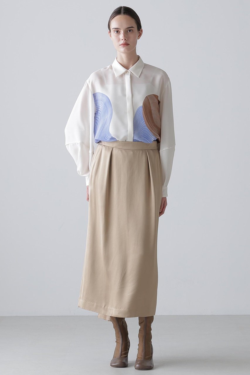 【アドーア/ADORE】のコントゥアープリントブラウス 人気、トレンドファッション・服の通販 founy(ファニー) 　ファッション　Fashion　レディースファッション　Fashion for Women　トップス・カットソー　Cut & Sew Tops　シャツ・ブラウス・オフィスカジュアル　Elegant Blouses & Button-Ups　ジョーゼット　Georgette, Semi-Sheer Fabric　スリーブ　Sleeve, Long Sleeve / Short Sleeve　プリント　Print, Printed Pattern　ロング　Long, Long-Length　エレガント 上品　Elegant　無地　Plain, Solid Color　other-4|ID: prp329100004931348 ipo3291000000037012995