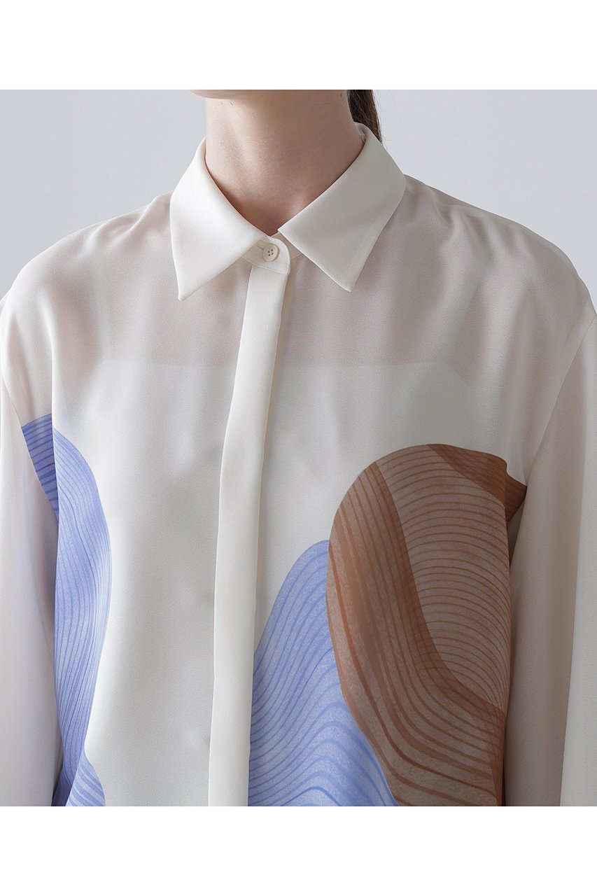 【アドーア/ADORE】のコントゥアープリントブラウス 人気、トレンドファッション・服の通販 founy(ファニー) 　ファッション　Fashion　レディースファッション　Fashion for Women　トップス・カットソー　Cut & Sew Tops　シャツ・ブラウス・オフィスカジュアル　Elegant Blouses & Button-Ups　ジョーゼット　Georgette, Semi-Sheer Fabric　スリーブ　Sleeve, Long Sleeve / Short Sleeve　プリント　Print, Printed Pattern　ロング　Long, Long-Length　エレガント 上品　Elegant　無地　Plain, Solid Color　other-7|ID: prp329100004931348 ipo3291000000037013001