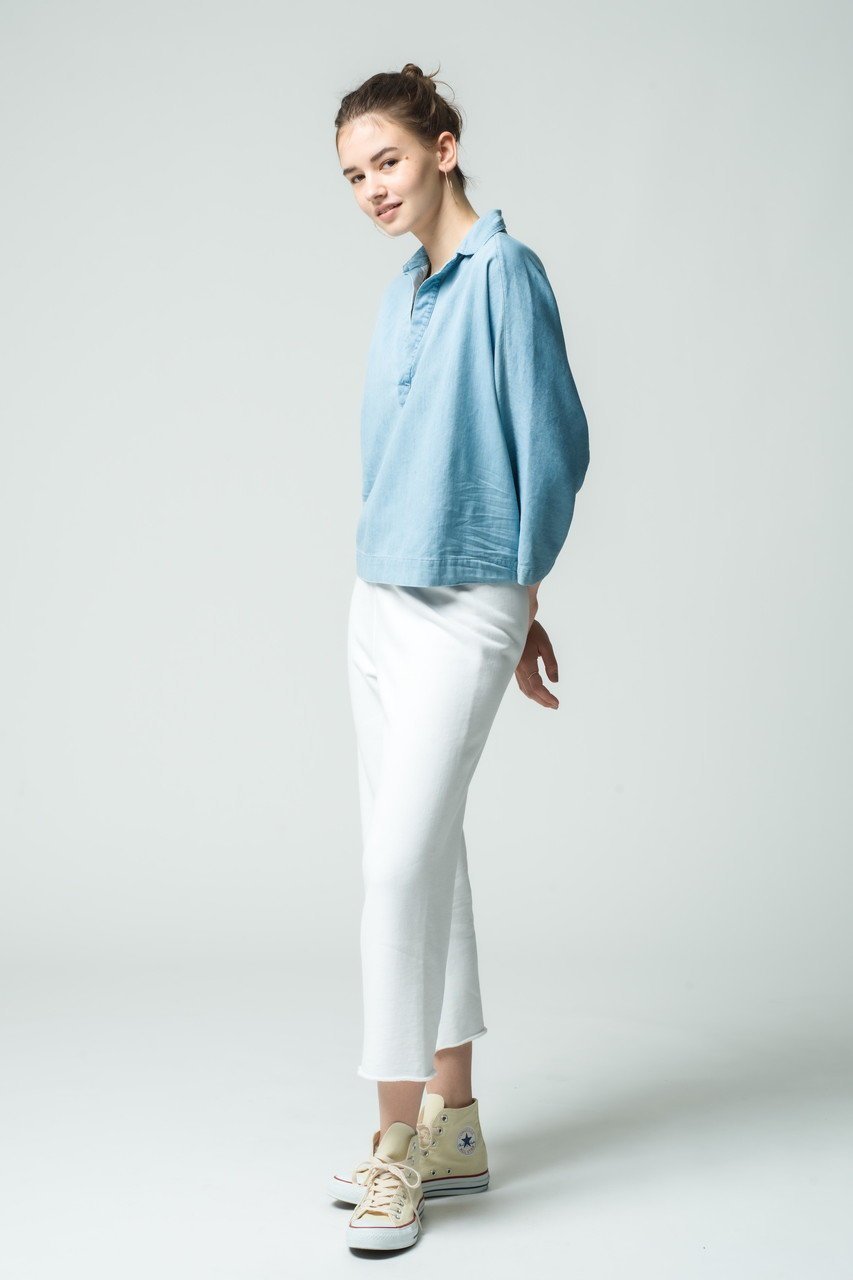 【フランク&アイリーン/Frank&Eileen】のGABI イタリアンフェイマスデニム スキッパーシャツ 人気、トレンドファッション・服の通販 founy(ファニー) 　ファッション　Fashion　レディースファッション　Fashion for Women　トップス・カットソー　Cut & Sew Tops　シャツ・ブラウス・オフィスカジュアル　Elegant Blouses & Button-Ups　スキッパー　Skipper, Open Collar　スリーブ　Sleeve, Long Sleeve / Short Sleeve　トレンド　Trend, Trending Now　フェミニン　Feminine, Girly　リラックス　Relax, Relaxed Fit　ロング　Long, Long-Length　other-6|ID: prp329100004931357 ipo3291000000037013085