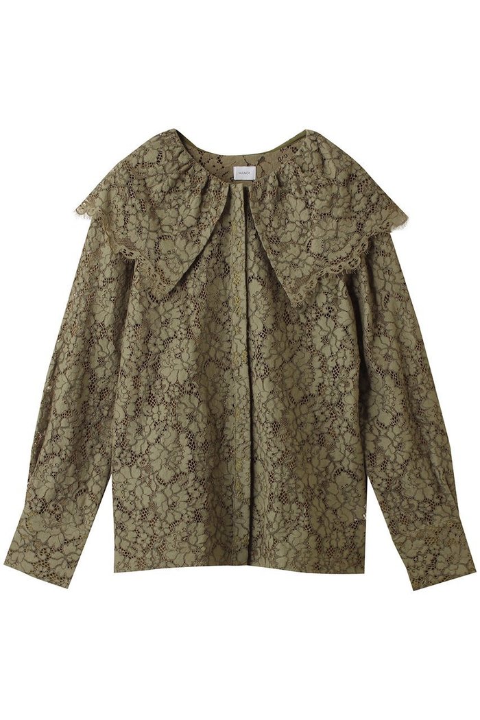 【マノフ/MANOF】のLACE COLLAR SHIRT インテリア・キッズ・メンズ・レディースファッション・服の通販 founy(ファウニー) https://founy.com/ ファッション Fashion レディースファッション Fashion for Women トップス・カットソー Cut & Sew Tops シャツ・ブラウス・オフィスカジュアル Elegant Blouses & Button-Ups おすすめ Recommended / Our Picks エレガント 上品 Elegant ジャケット Jacket, Outerwear スリーブ Sleeve, Long Sleeve / Short Sleeve フェミニン Feminine, Girly レース Lace, Lace Fabric ロング Long, Long-Length |ID: prp329100004931374 ipo3291000000037013260