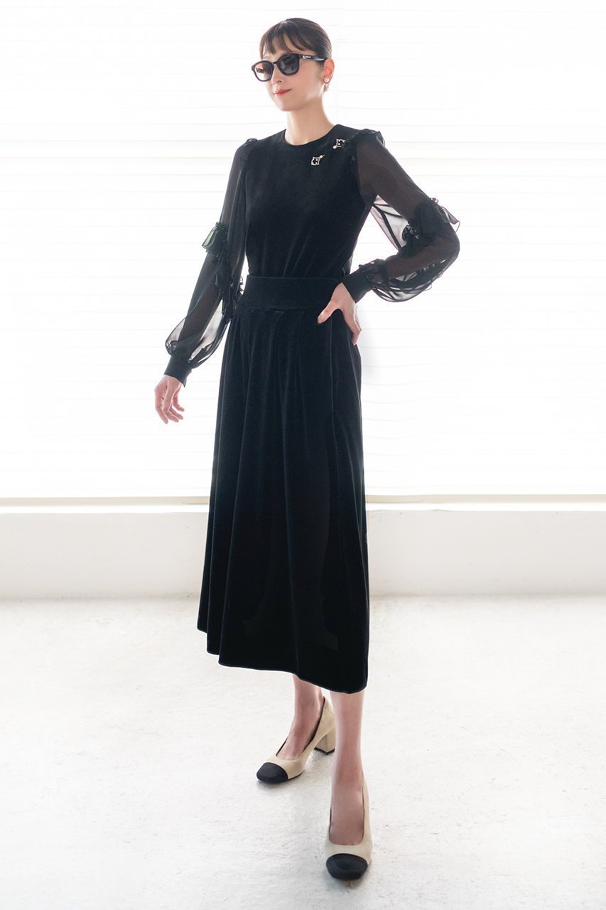 【デイジーリン/DAISY LIN】のTop “High-end Lady” 人気、トレンドファッション・服の通販 founy(ファニー) 　ファッション　Fashion　レディースファッション　Fashion for Women　トップス・カットソー　Cut & Sew Tops　シャツ・ブラウス・オフィスカジュアル　Elegant Blouses & Button-Ups　エレガント 上品　Elegant　シフォン　Chiffon, Lightweight Fabric　シンプル　Simple, Minimal　スマート　Smart, Elegant　スリット　Slit, Slit Detail　スリーブ　Sleeve, Long Sleeve / Short Sleeve　フェミニン　Feminine, Girly　フリル　Frill, Ruffle　ベロア　Velour, Soft Velvet　ロング　Long, Long-Length　人気　Popular, Best Seller　other-6|ID: prp329100004931385 ipo3291000000037013376