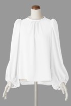 【デイジーリン/DAISY LIN】のBlouse “Audrey Ribbon II” 人気、トレンドファッション・服の通販 founy(ファニー) ファッション Fashion レディースファッション Fashion for Women トップス・カットソー Cut & Sew Tops シャツ・ブラウス・オフィスカジュアル Elegant Blouses & Button-Ups ウォッシャブル Machine Washable シンプル Simple, Minimal スリーブ Sleeve, Long Sleeve / Short Sleeve チュール Tulip, Tulip Motif ドレープ Drape, Draping Fabric フロント Front, Front Design リボン Ribbon, Bow ロング Long, Long-Length 人気 Popular, Best Seller 秋 Autumn thumbnail ホワイト|ID: prp329100004931389 ipo3291000000037013385